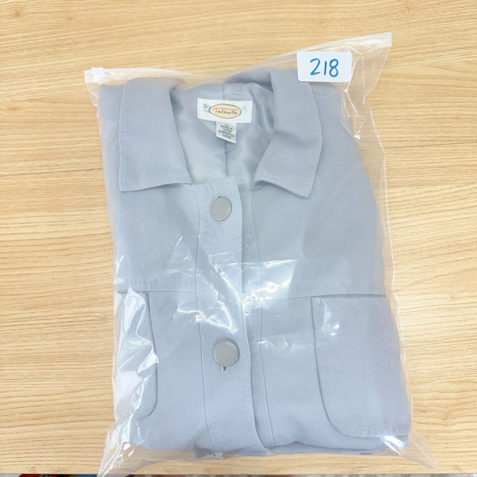 Talbots Wool Safari Utility Jacket Blazer Size 14 Light Blue Japan Vtg Career
