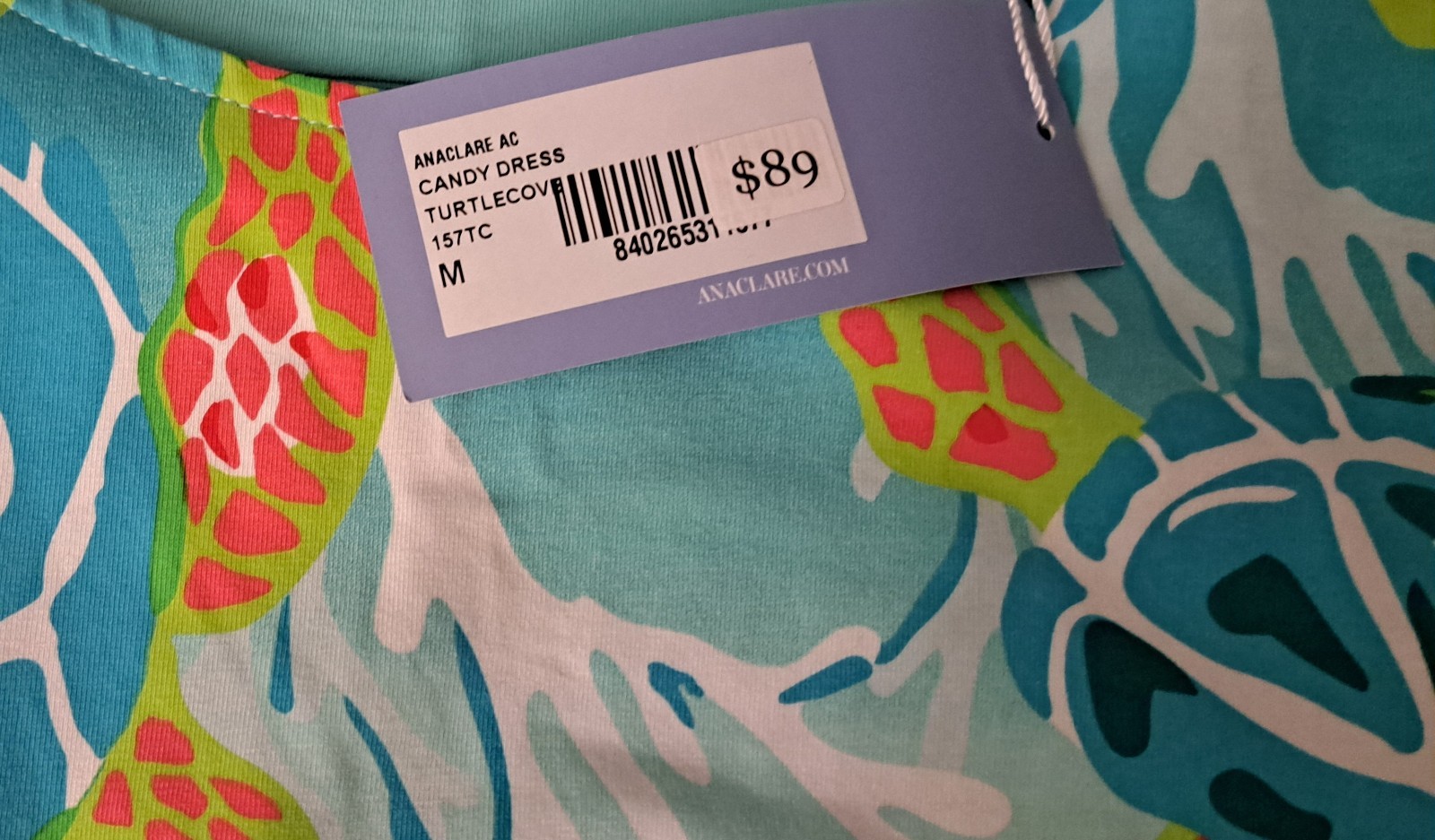 Ana Clare Summer Turtle Print Sleeveless Shift Dress Size M NWT