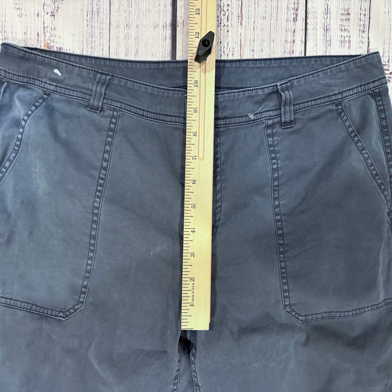 Pendleton Utility Chino Pants Women 12 Blue Twill Straight Crop 27.5in Stretch