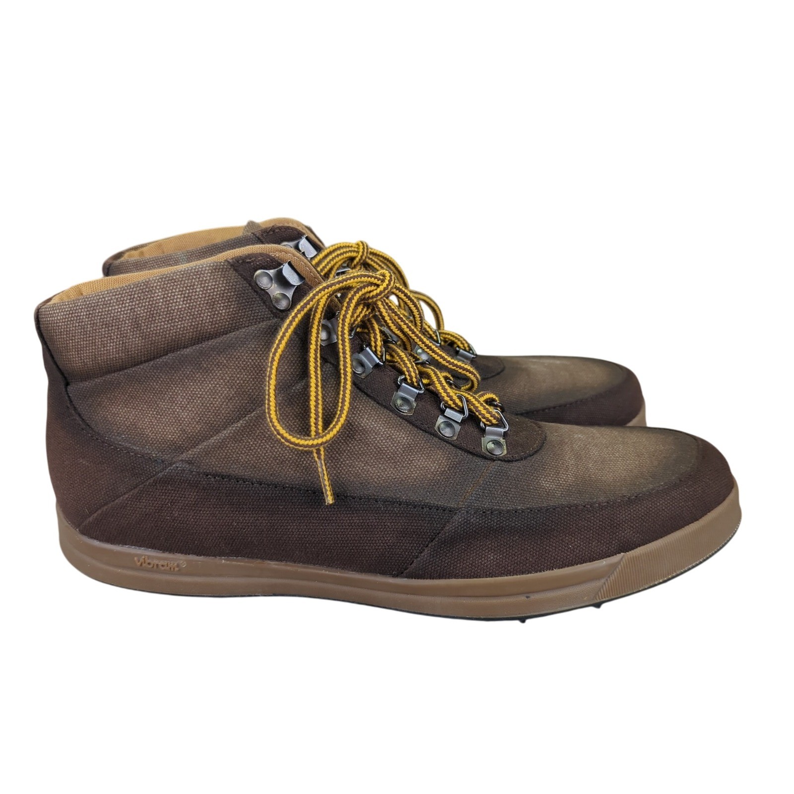 Ahimsa Jeffrey Vegan Hiking Boots Mens Brown Canvas Vibram Sole Size 11