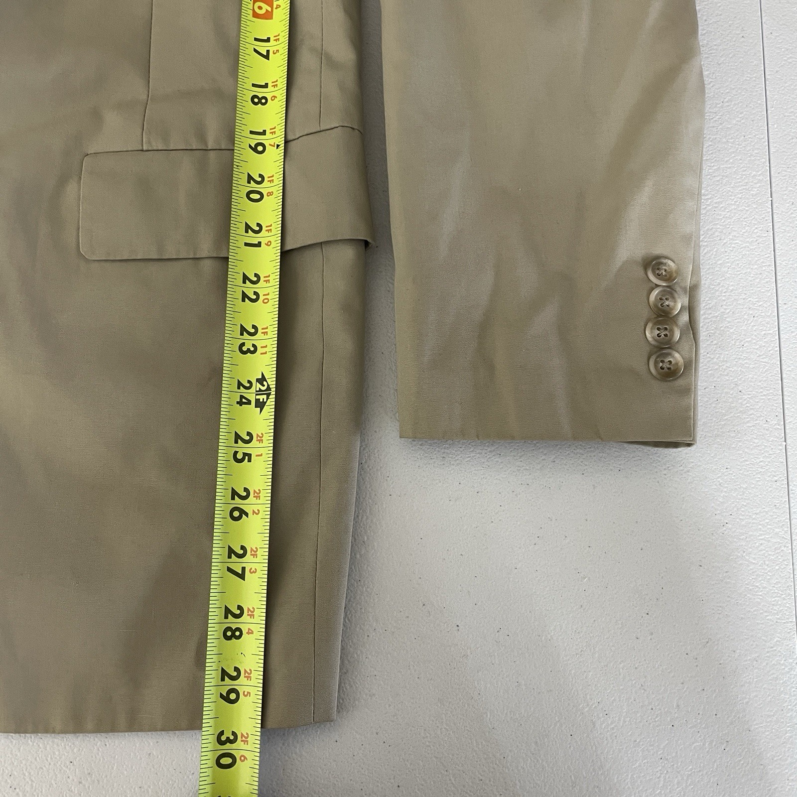 Haspel Blazer Jacket Mens 40R Beige Solid Wool Polyester Vintage USA Made