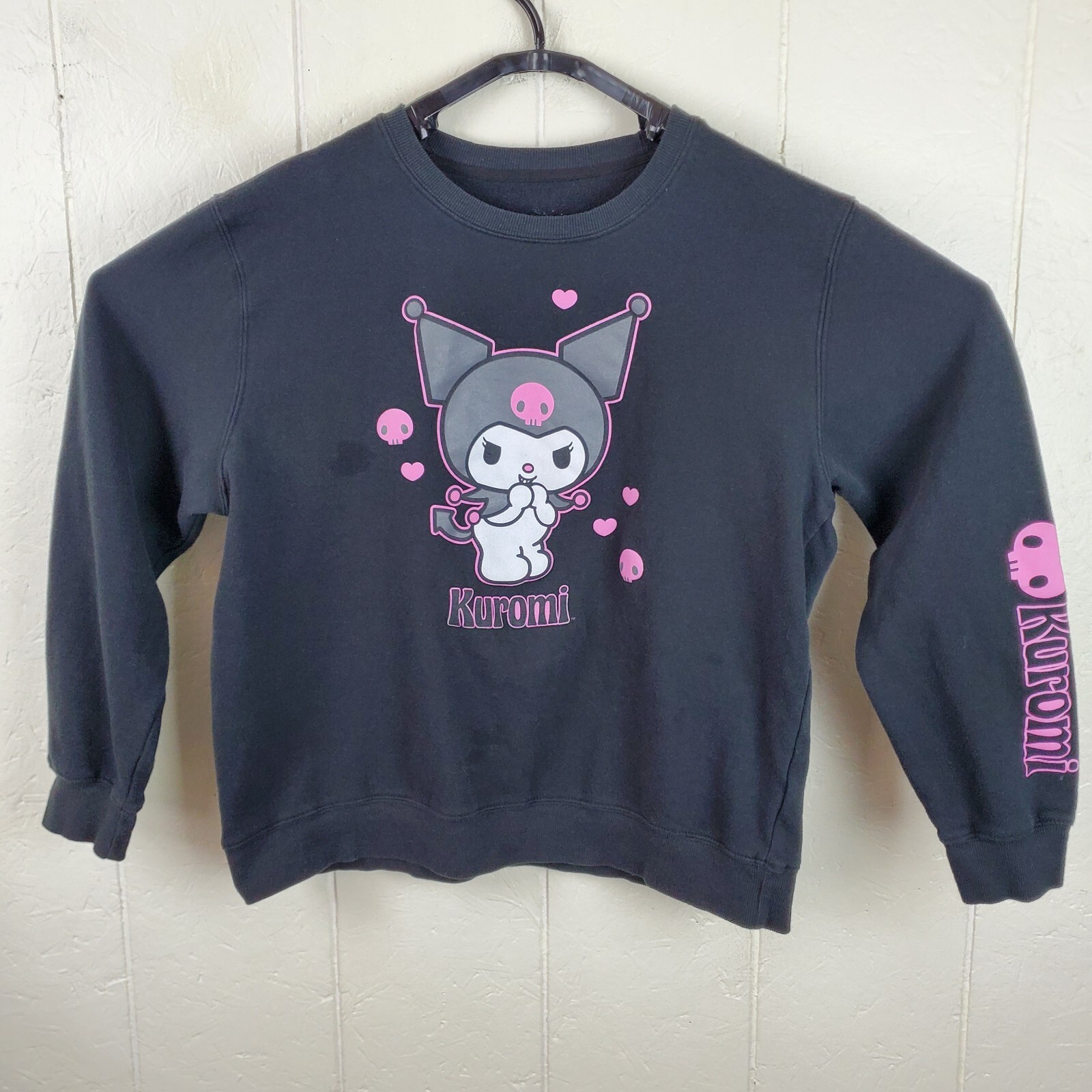 Kuromi Sweatshirt Womens Extra Large Black Crew Neck Long Sleeve Graphic Stretch