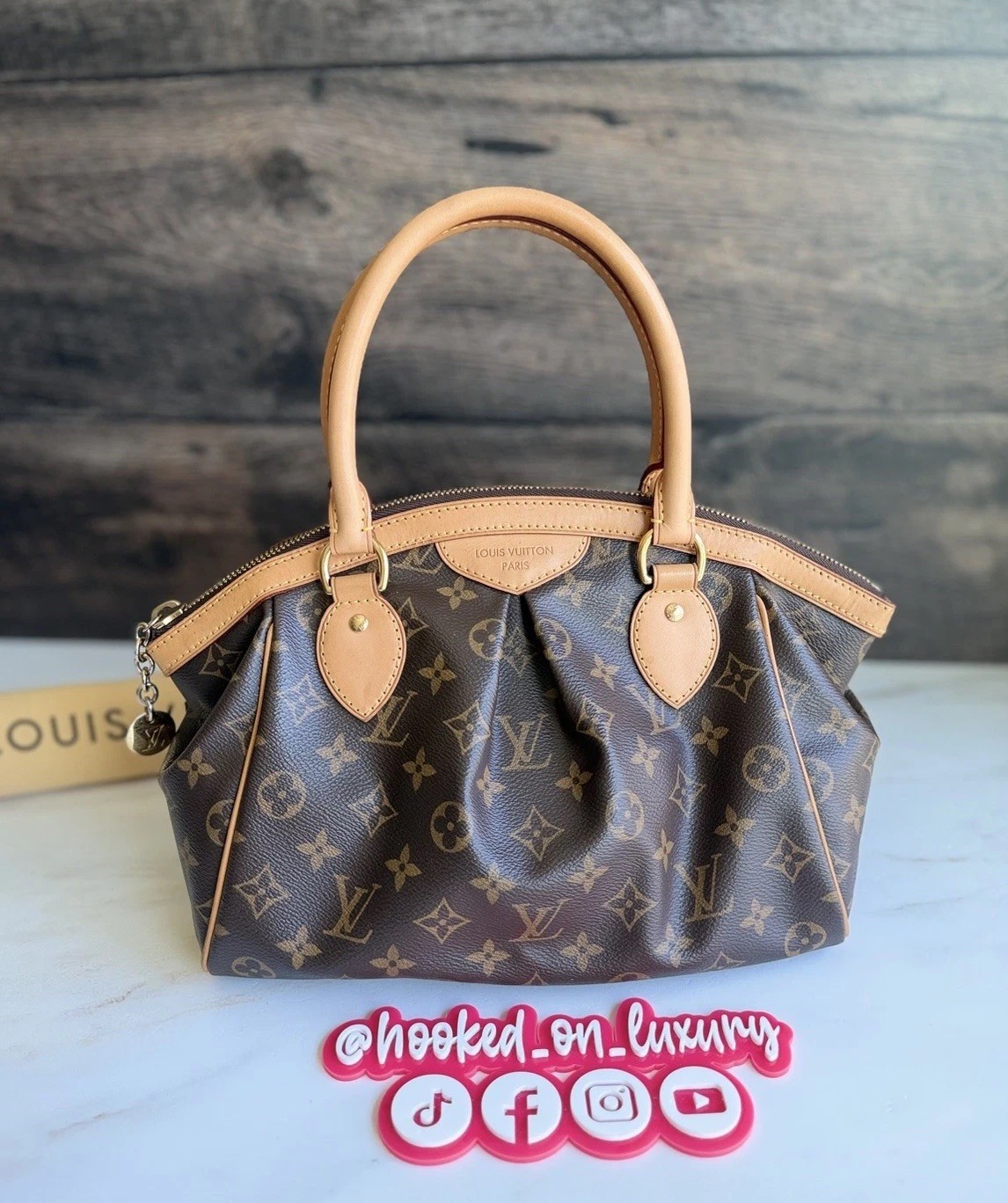 Authentic Louis Vuitton Tivoli PM Monogram Leather & Canvas Handbag Purse Tote