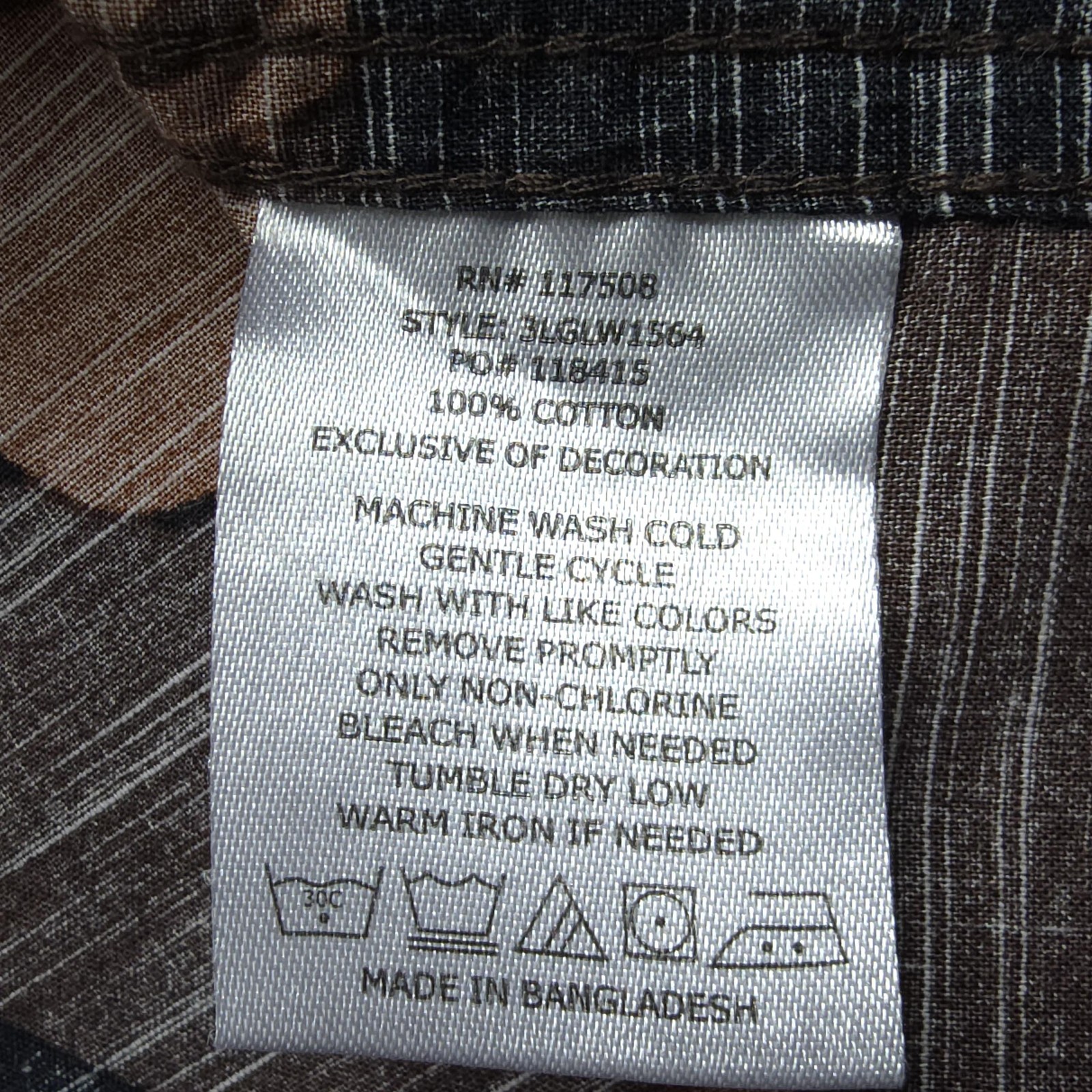 Levis Mens Shirt Large Brown Black Camo Casual Workwear Hide Hunt Outdoors Camp