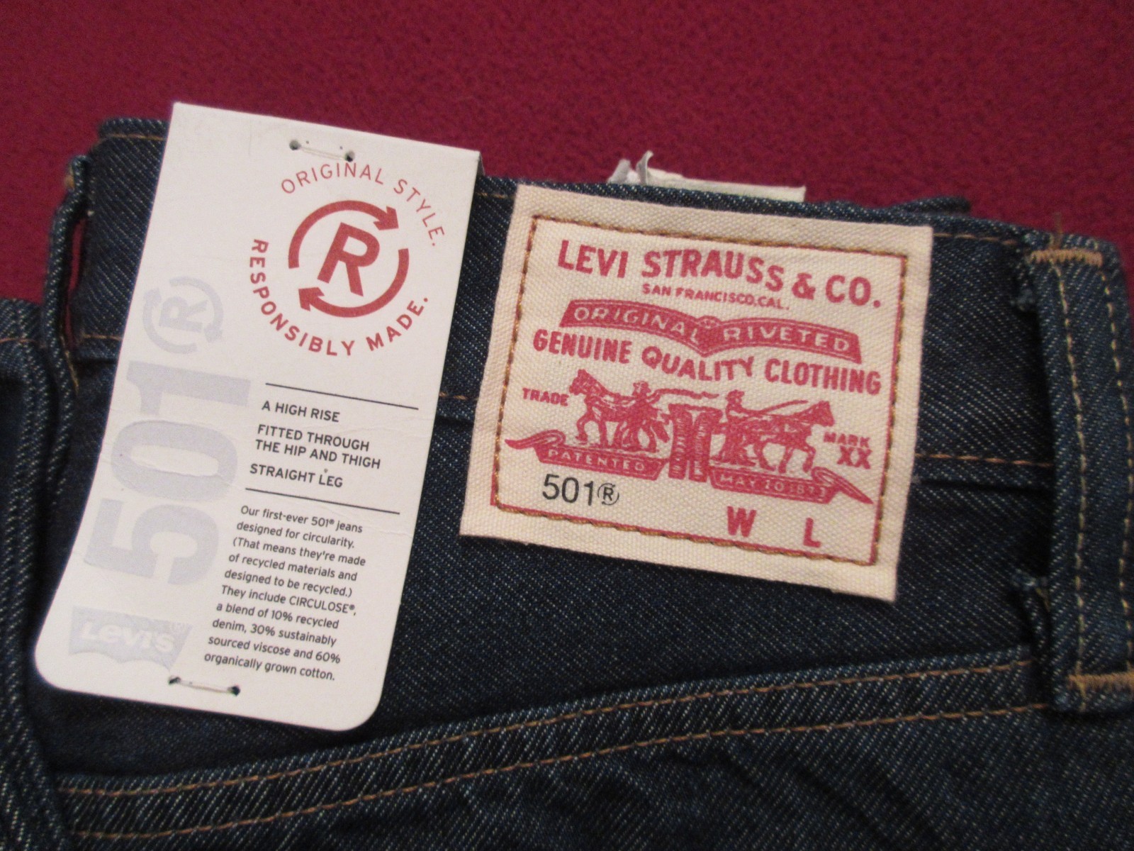 Levi’s Premium 501 Original Fit Circular Jeans Blue Size 29X30 NWT RT$108 3632