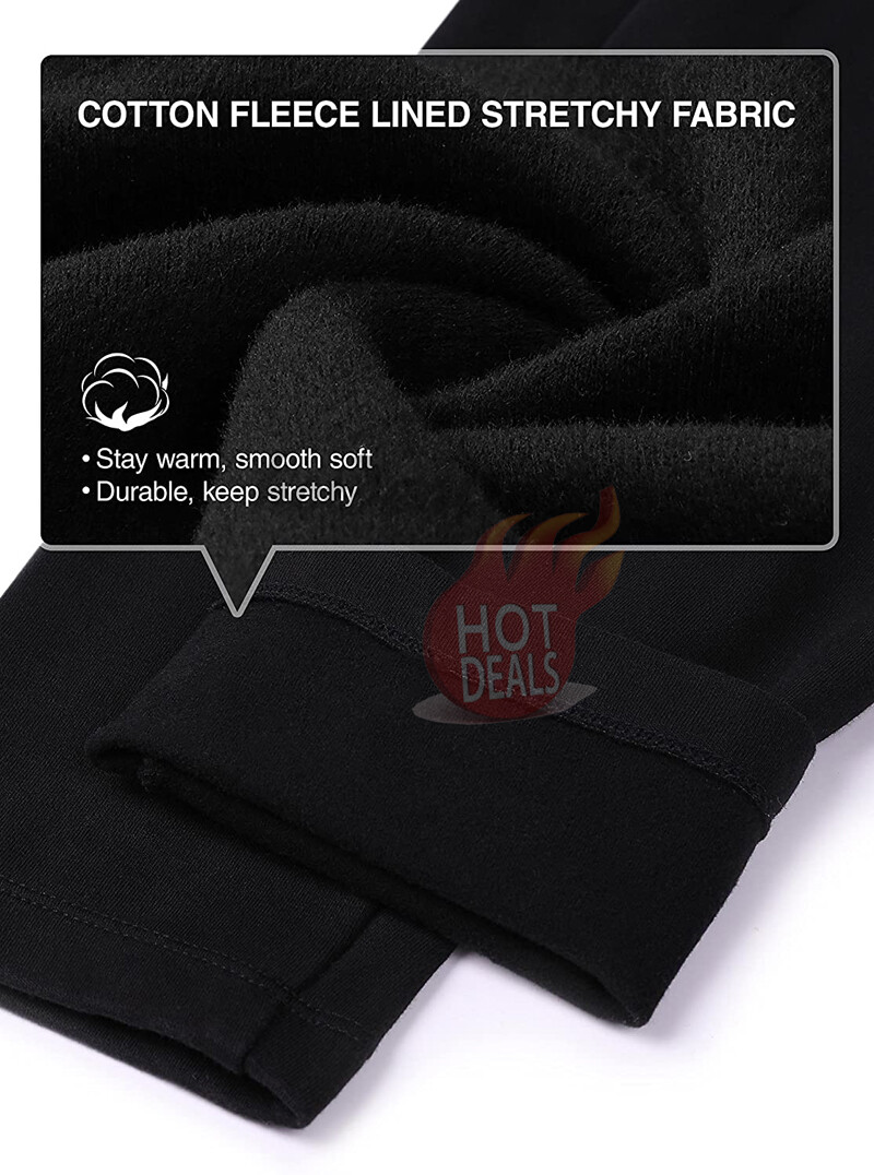 Men’s Winter Fleece Lined Thermal Cotton Top&Bottom Long Johns Underwear Set