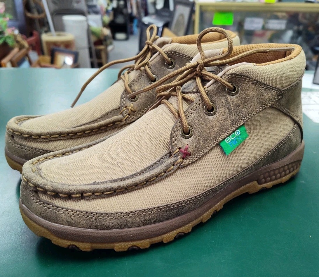 Twisted X WXC0002 TWX Khaki Brown Eco Leather Fabric Lace-Up Women’s 7.5 M
