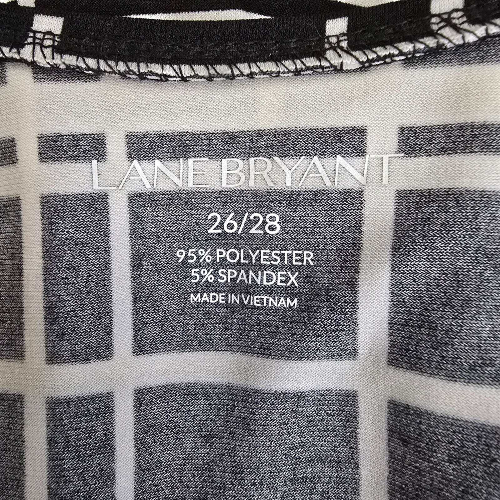 V-Neck Black and White Plaid Blouse 26/28 (EUC)