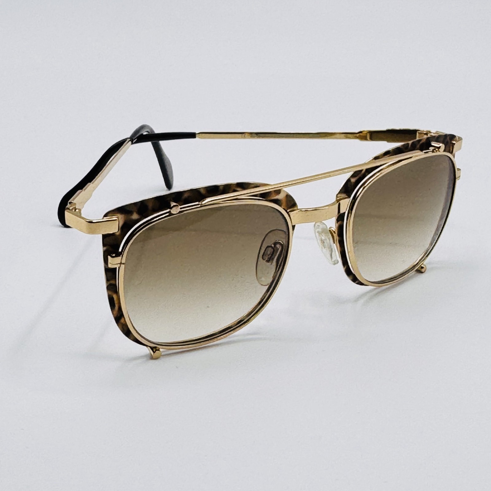 Cazal Sunglasses 9077 002 Gold Leopard Print Frame Brown Gradient Lens 50mm NEW