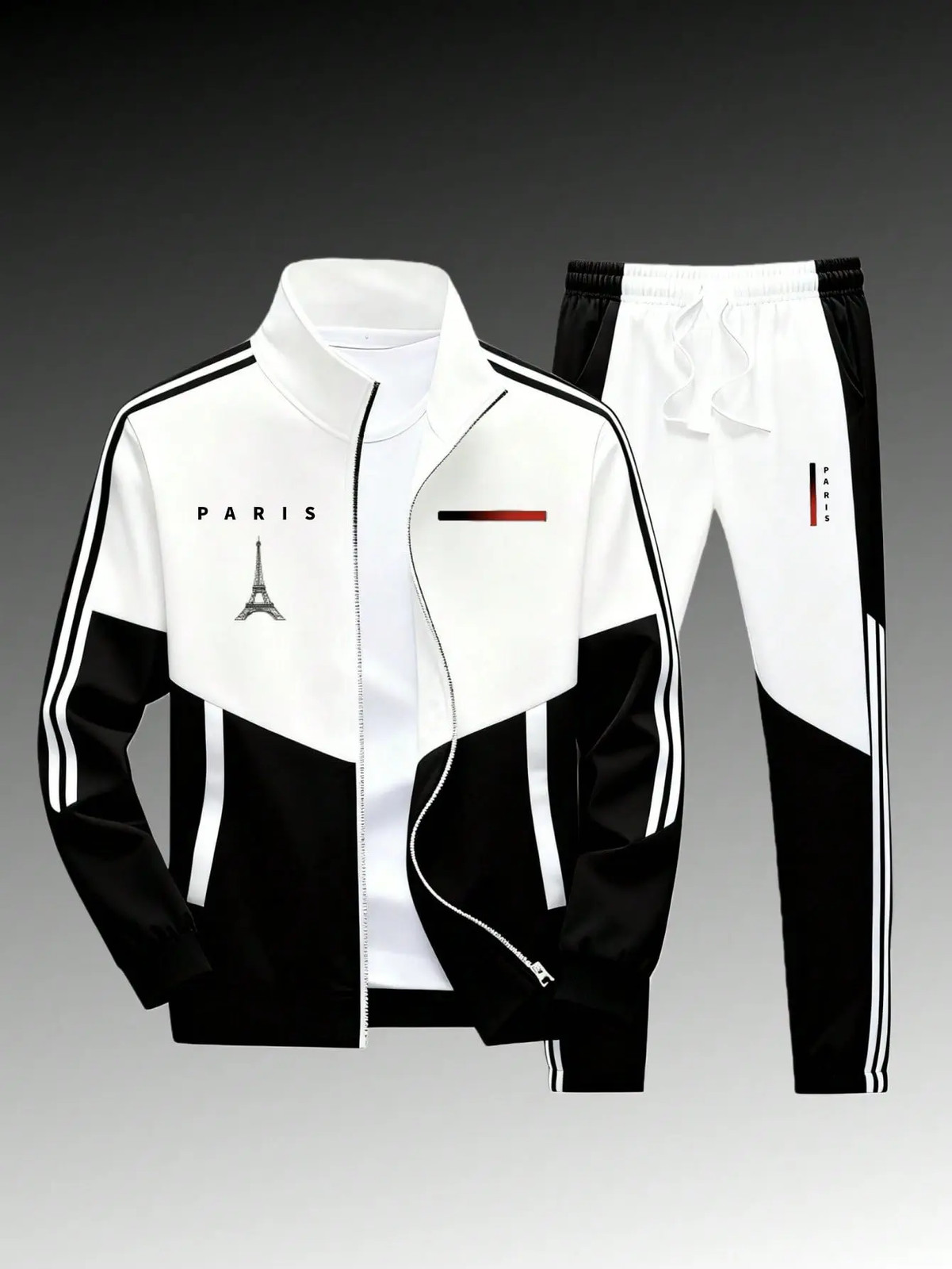 Men’s 2-Piece Paris Logo Sportswear Set – Sports Outerwear Jacket & Jogging Pant