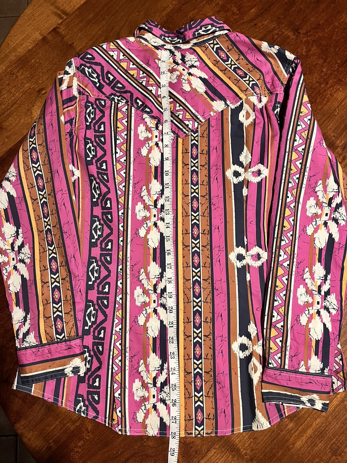 WRANGLER Retro L Checotah Aztec Pearl Snap Western Shirt Cowgirl LW6590M