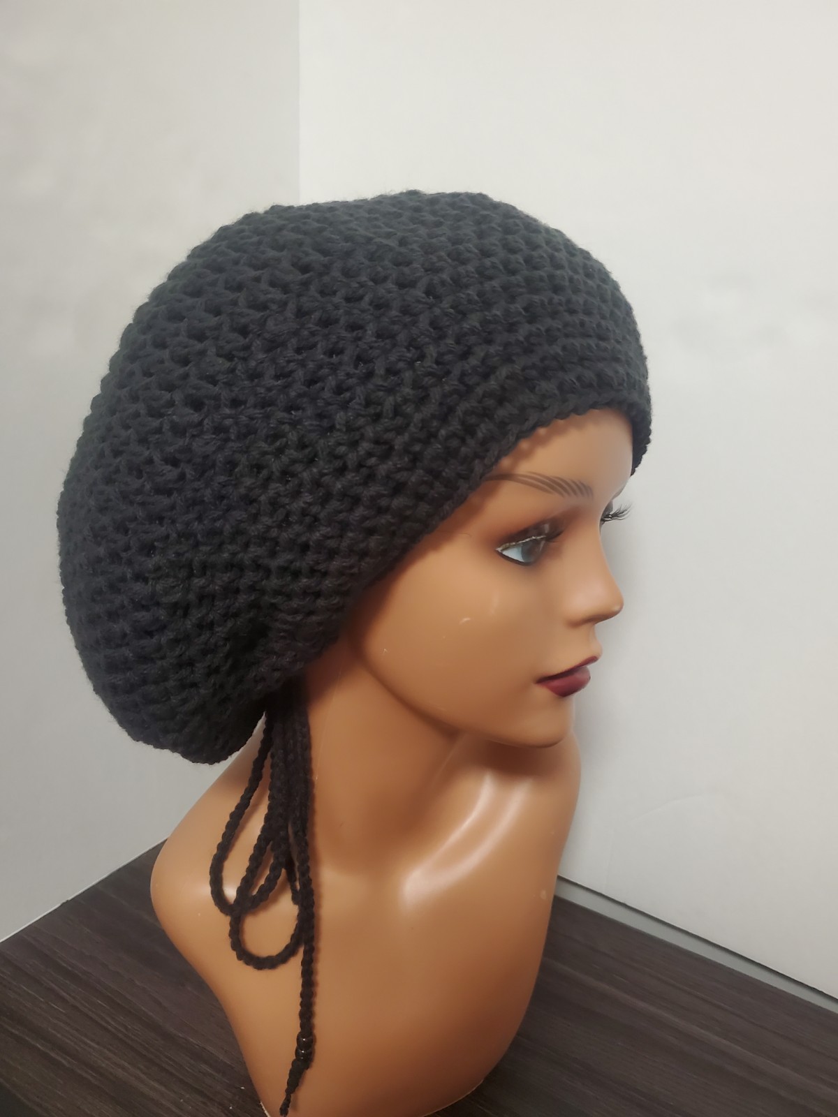 Handmade Adjustable Crochet Tam Hat Dreadlock w drawstring Reggae baggy beanie