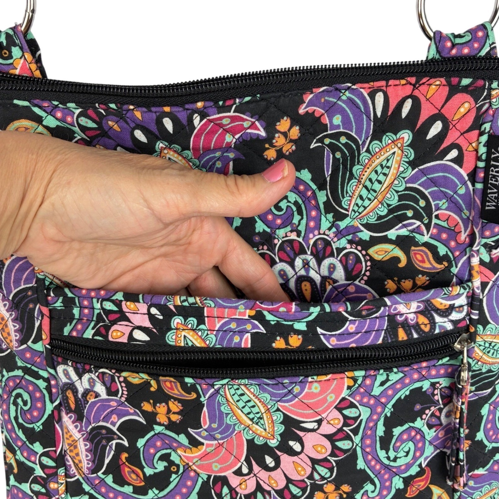 Waverly Inspirations Quilted Paisley Crossbody Bag Purse Adjustable Strap
