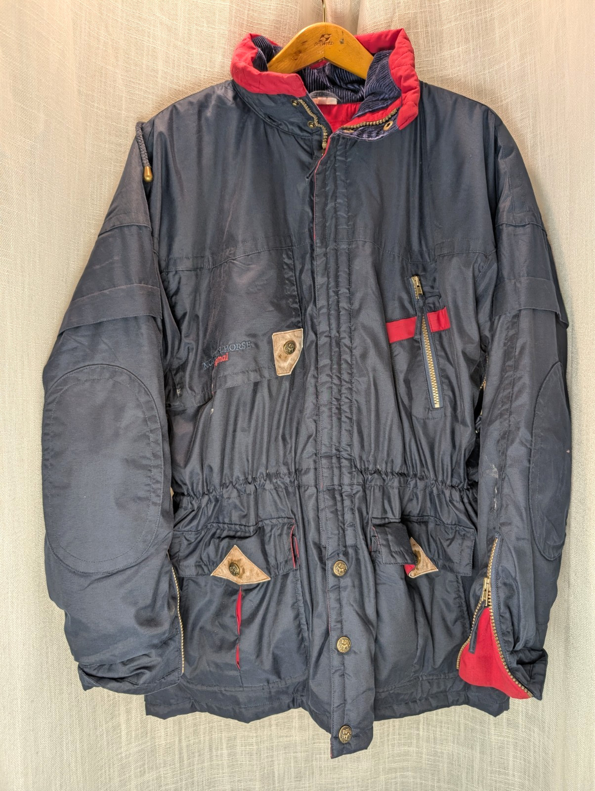 Mountain Horse Original Vintage Insulated Winter Jacket Navy Red Interior Large