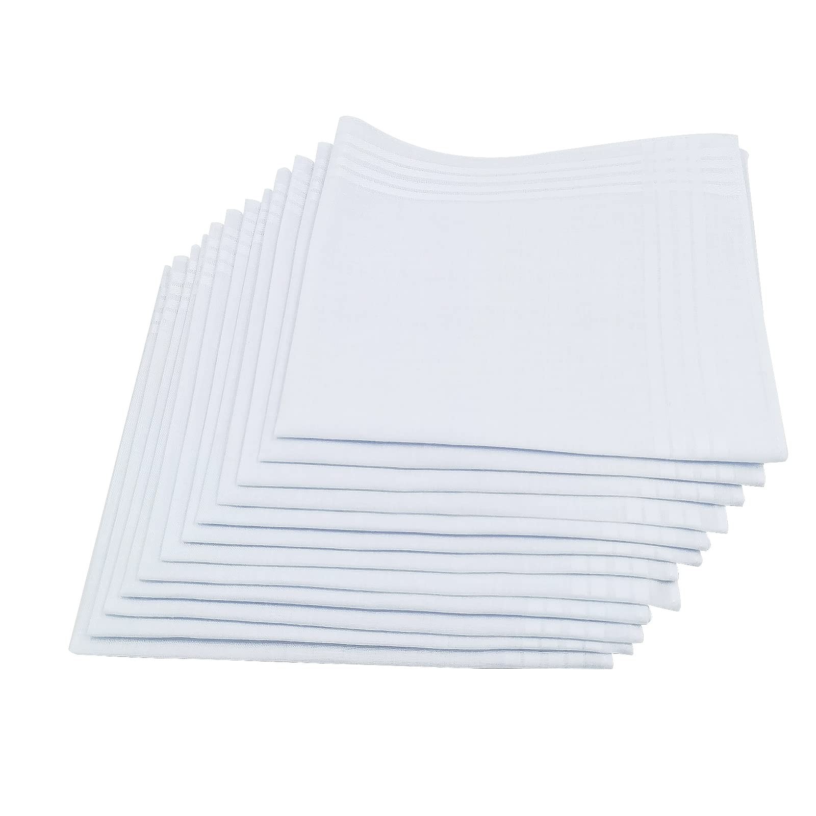 Women’s White Handkerchiefs,100% Soft Cotton Pocket Handkerchiefs for Lady Co…
