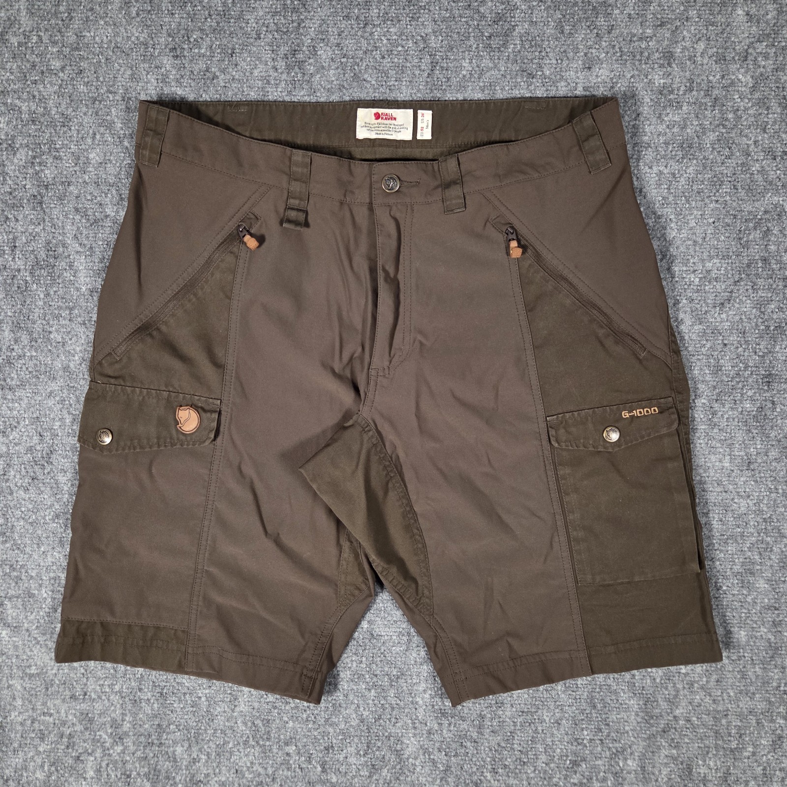 Fjallraven Shorts Mens 36 Brown Abisko G-1000 Cargo Hiking Zip Pockets