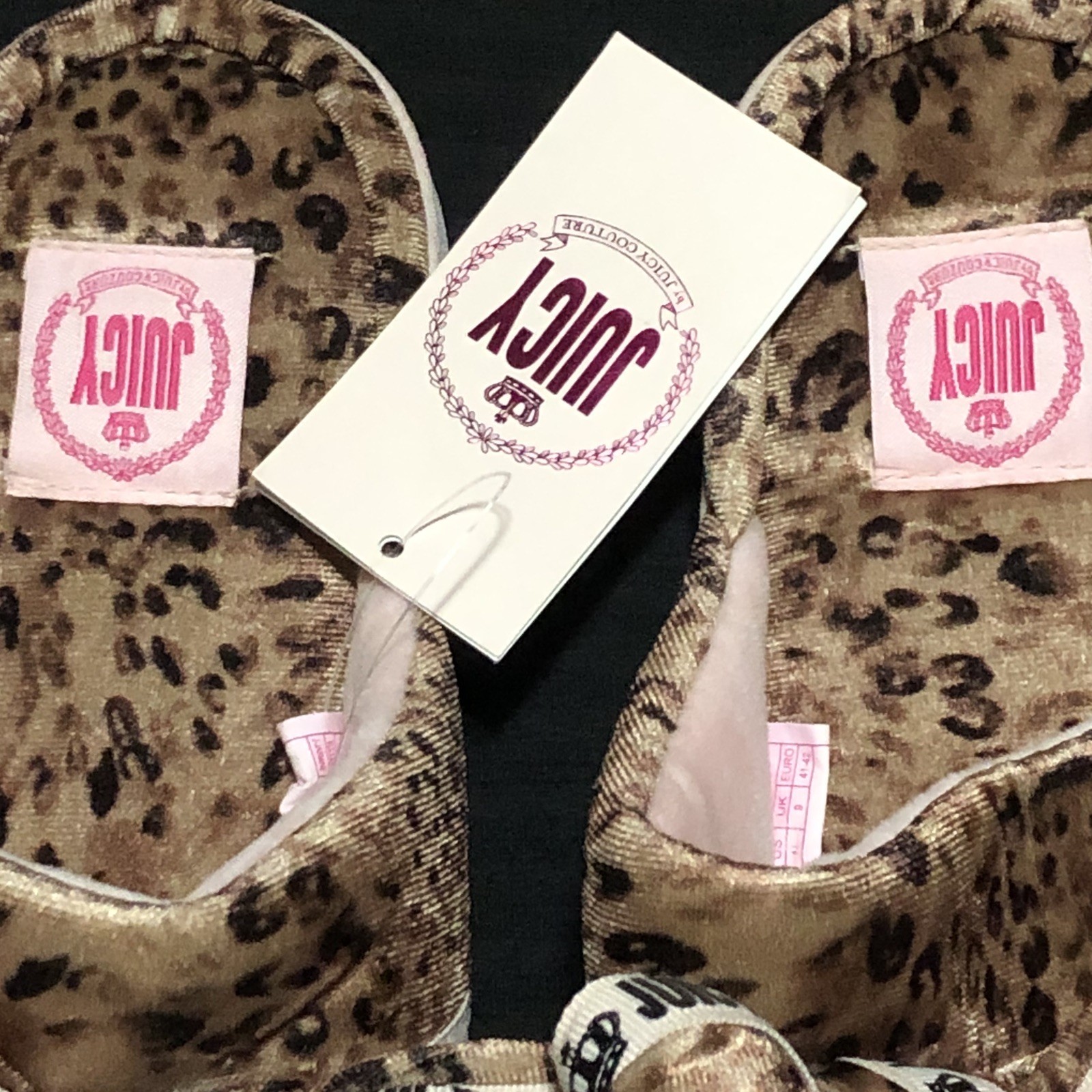Juicy Couture Jasmine Leopard Slipper Slip On Cushioned Bow Wild Plush, Size 11