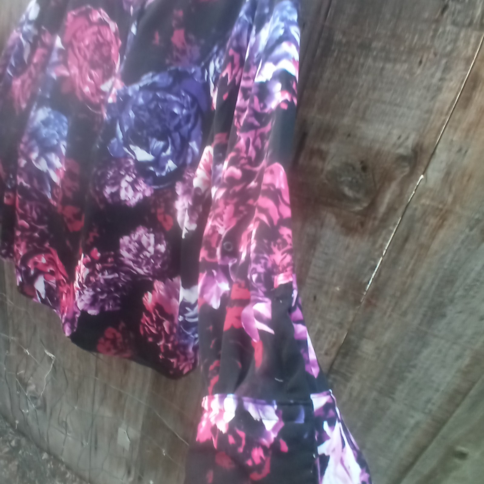 Apt 9 Floral Print Blouse 2X Semi Sheer Roll Tab Sleeves Pullon Half Zip Front