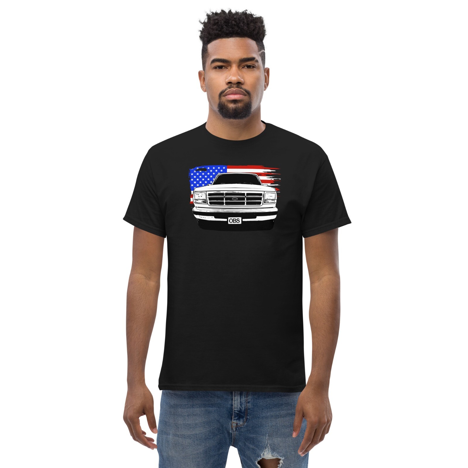 OBS T-Shirt Mnes 90s Ford Truck Shirt With American Flag