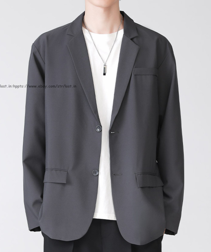 Men Slim Fit Casual Button Blazer Summer Thin Casual Suit Jacket Business Coats