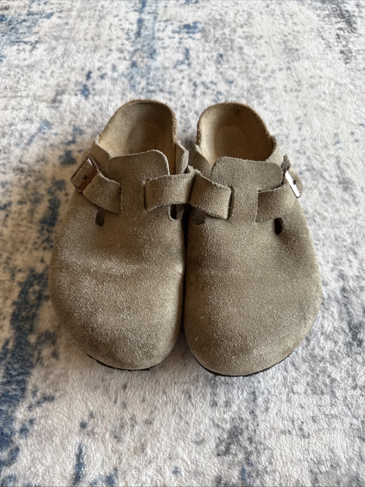 Birkenstock Boston Clogs Womens 39 US 8 8.5 Narrow Light Sage Gray Suede Slip On
