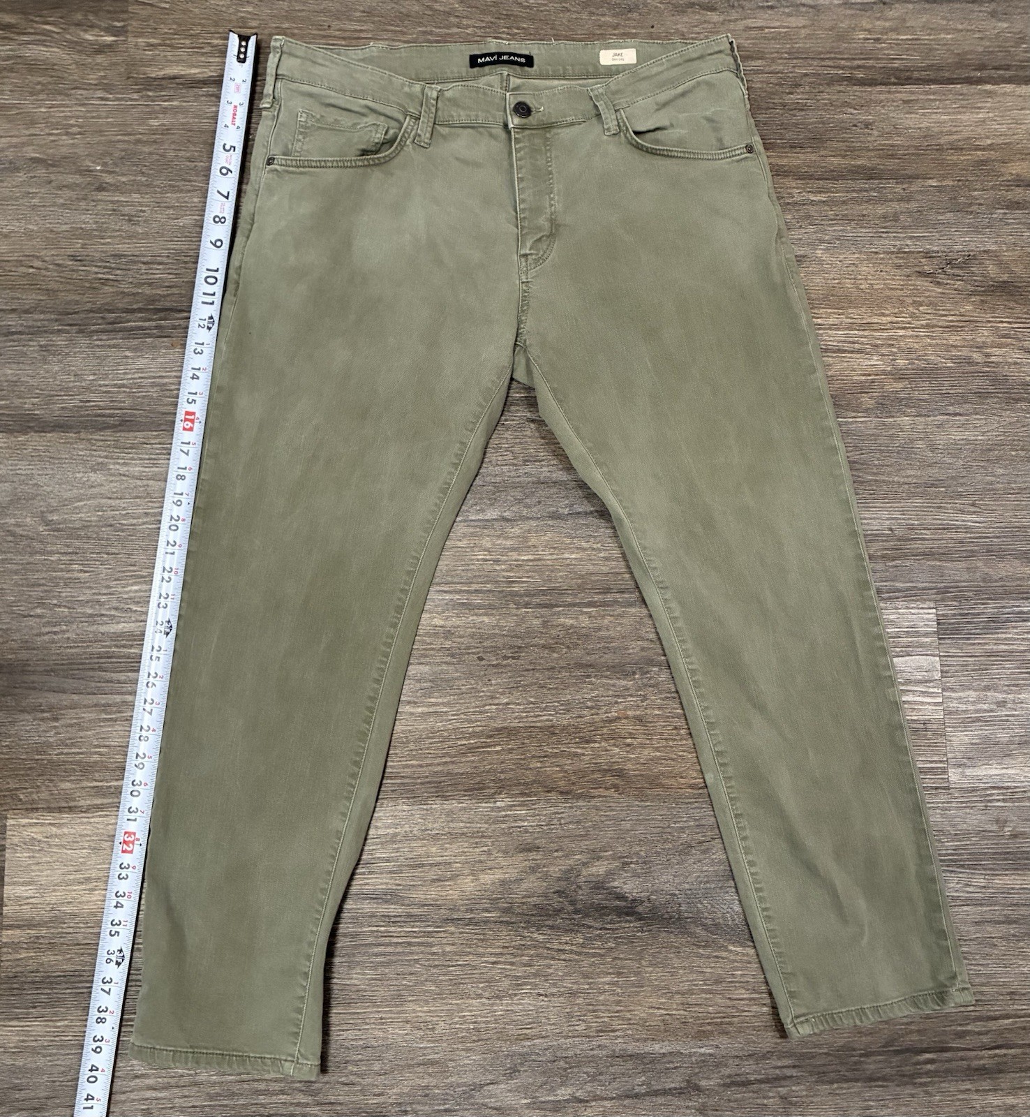 Mavi Jeans Men’s Slim Straight Mid Rise Medium Wash Green Denim Jeans