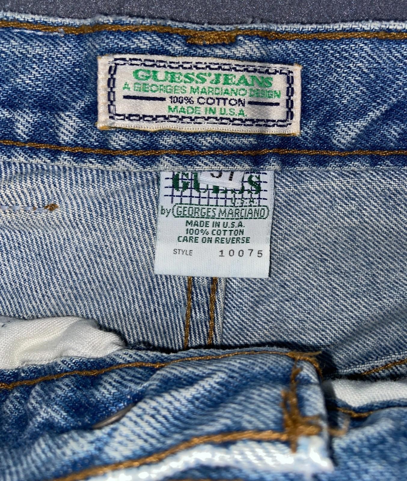 Guess Jeans VTG 90s Med Blue Dual Button Zip Fly High Waist Tapered 31 read (10)