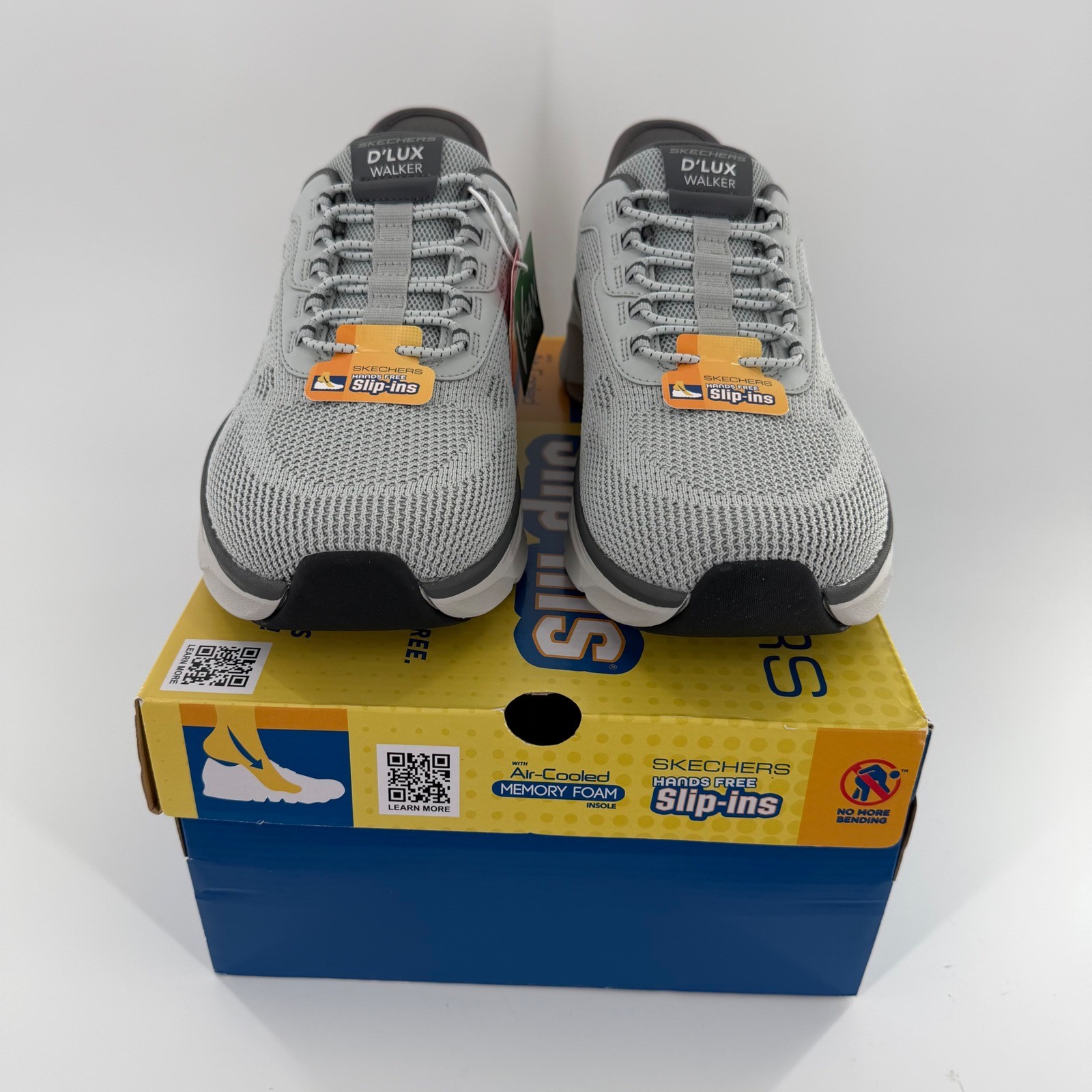 Skechers Mens Slip-ins D’Lux Walker 2.0 Grey Sneakers 232502WW Extra Wide 4E