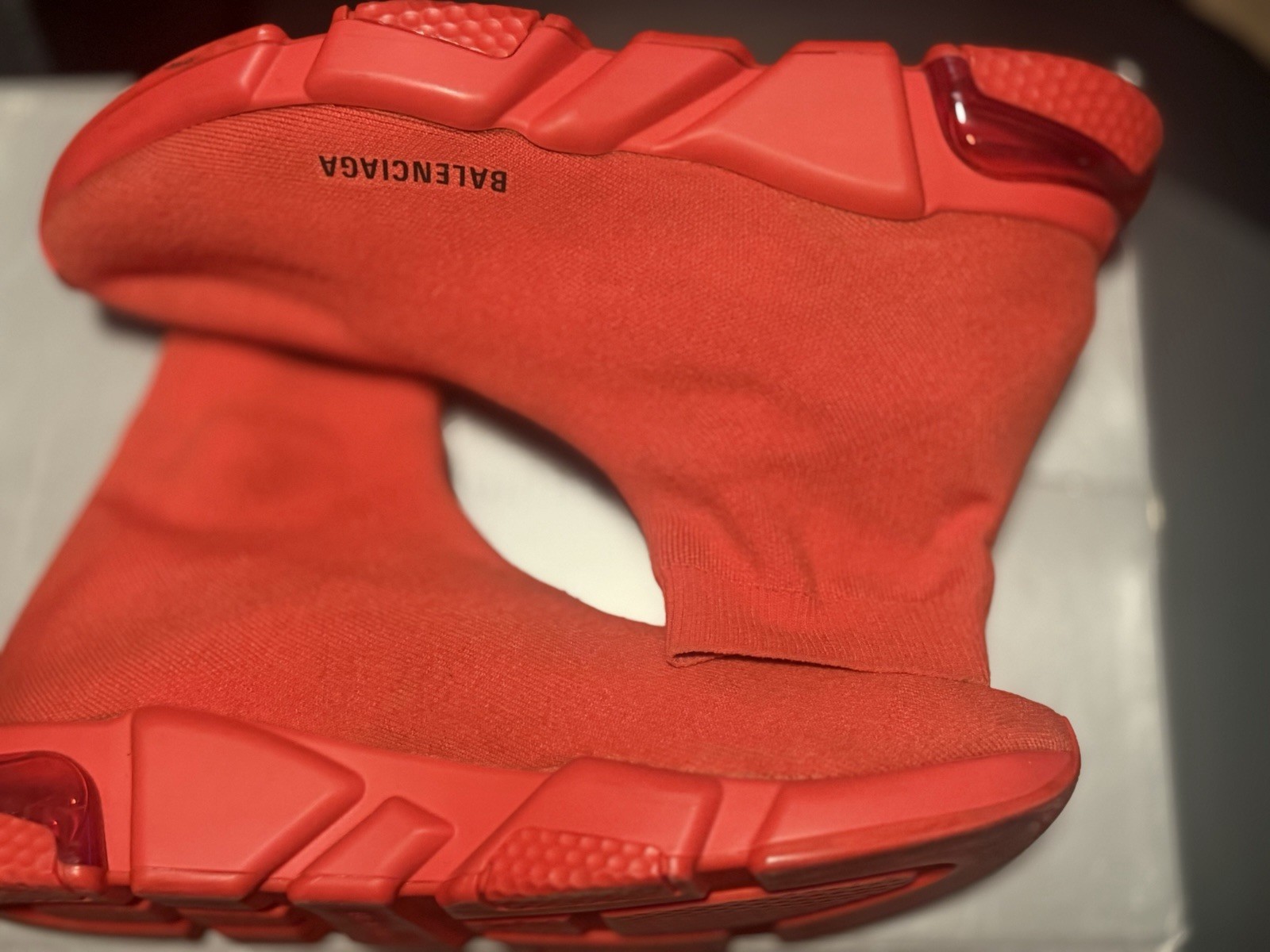 Balenciaga Speed Trainer Red Men’s Mid Top Slip-On Athletic Sneaker
