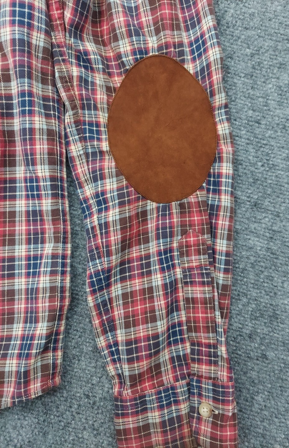 Vtg Ralph Lauren Flannel Shirt Mens Large Red Plaid Elbow Patches Button Down