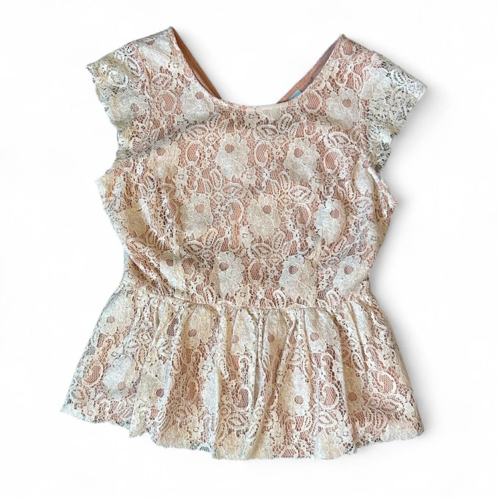 Anthropologie Women’s Pink and Cream Blouse