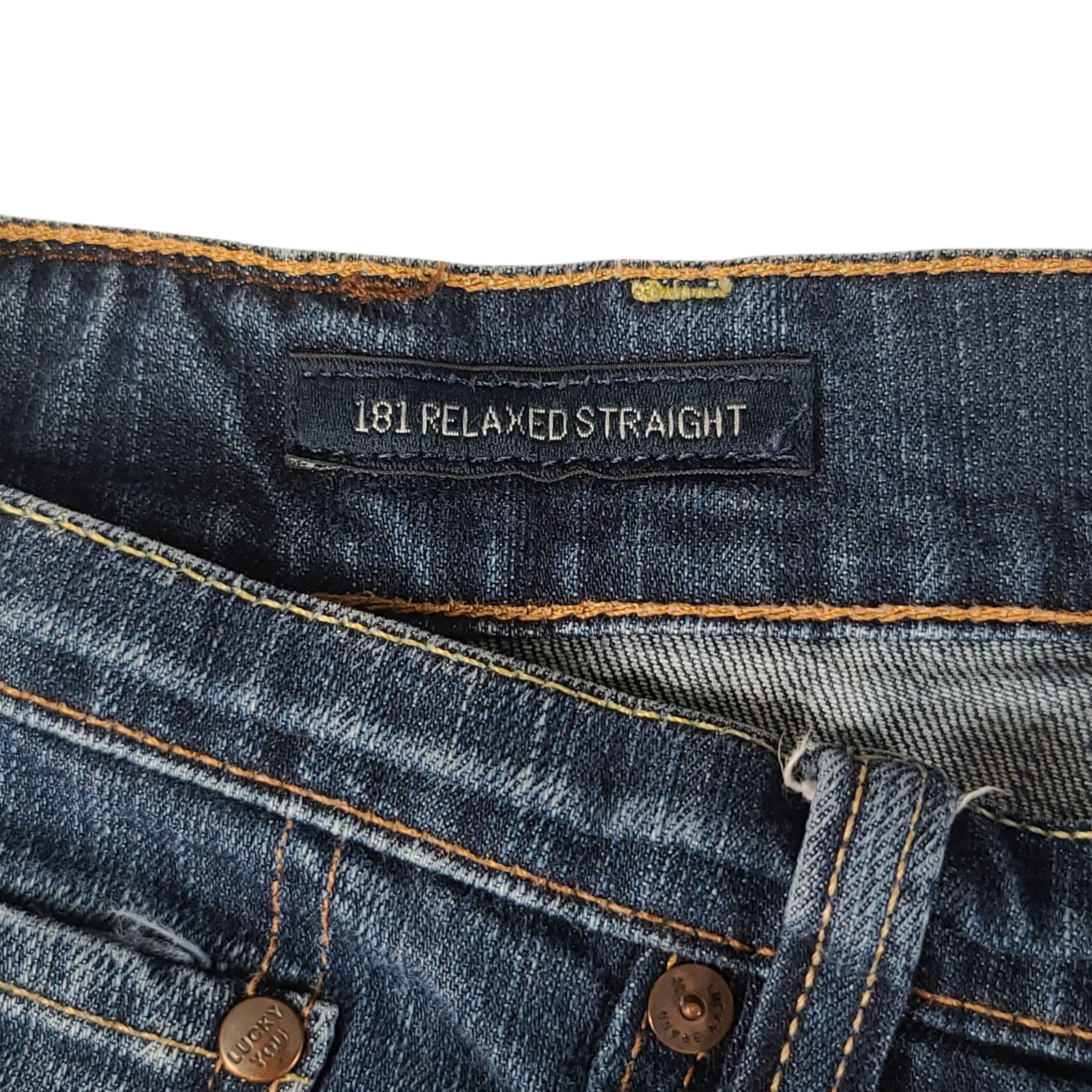 Lucky Brand 181 Relaxed Stretch Rugged Blue Denim Jeans Mens 44×30 (42×27)