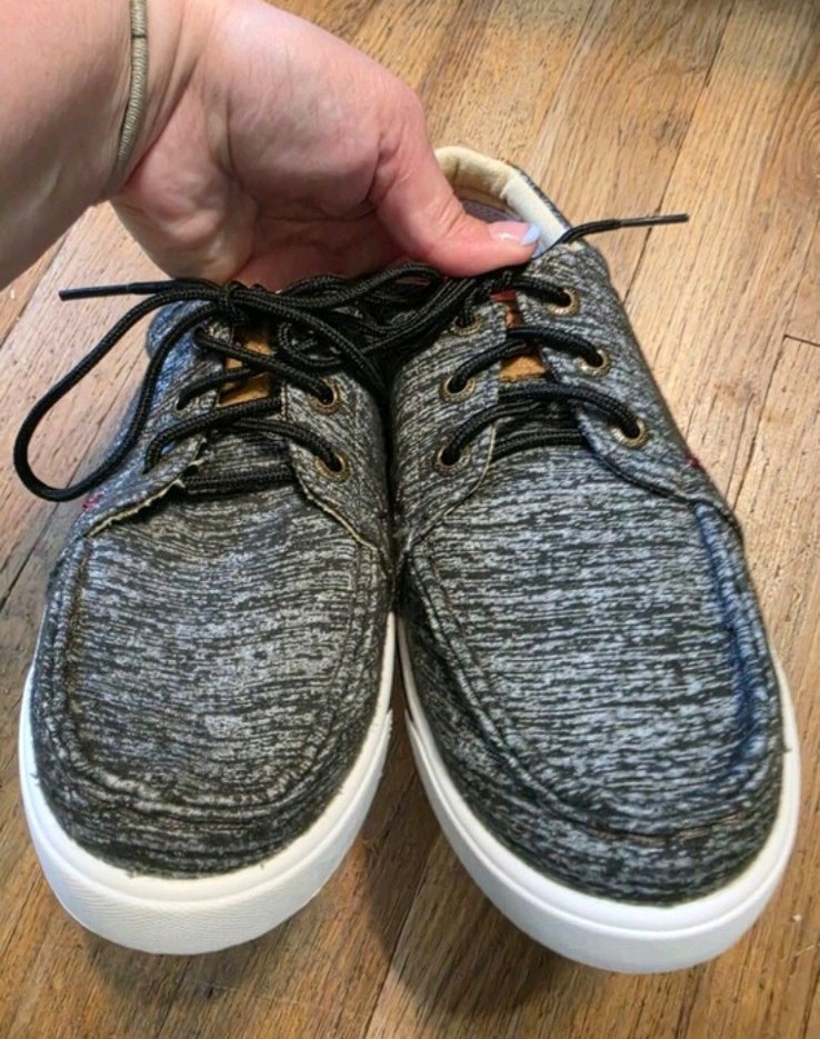 Twisted X Gray Heathered Cotton Blend Lace-Up Sneaker Round Toe US 5 Logo