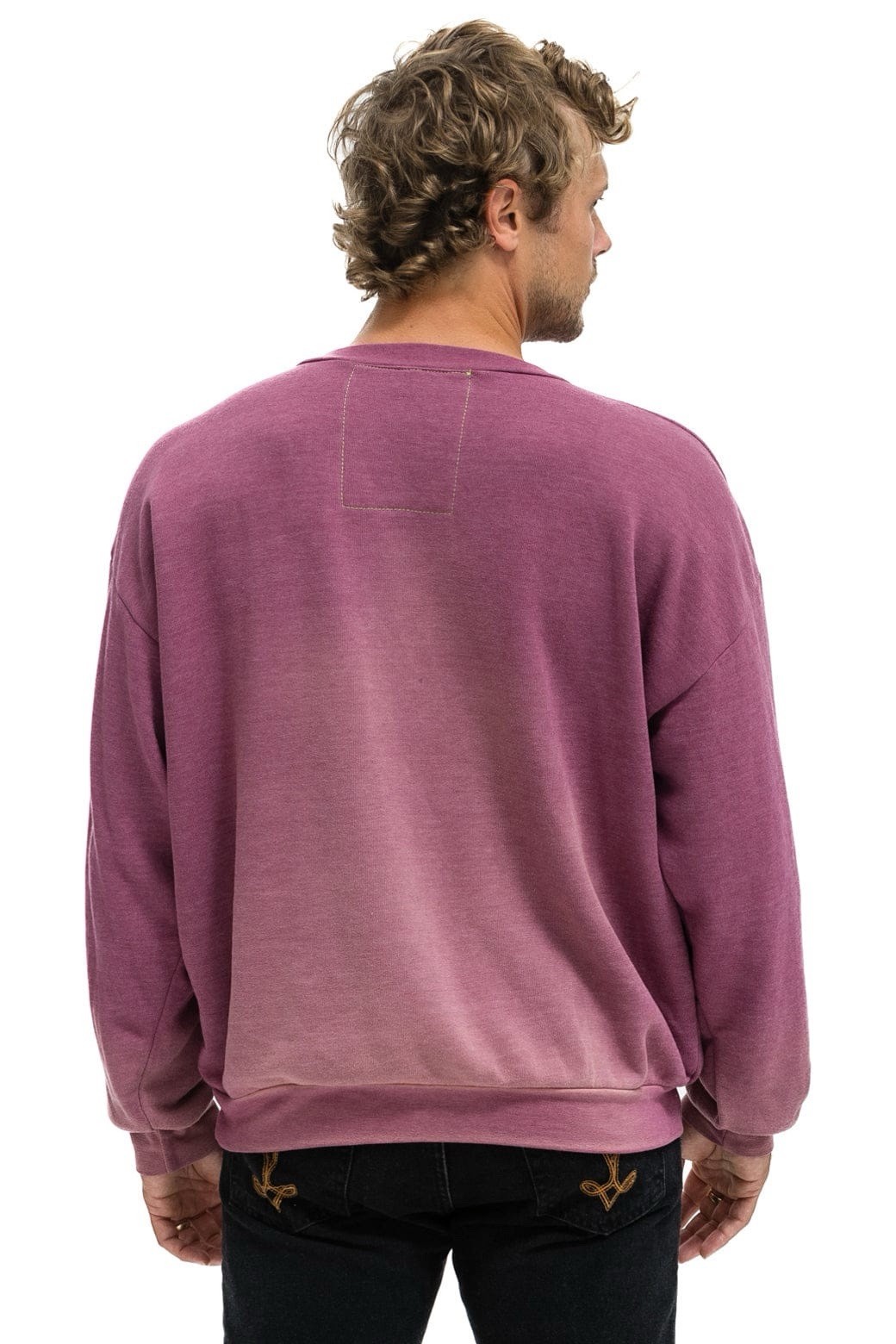 Aviator Nation BOLT BULLSEYE PATCH RELAXED CREW SWEATSHIRT FADED BERRY Sz XS