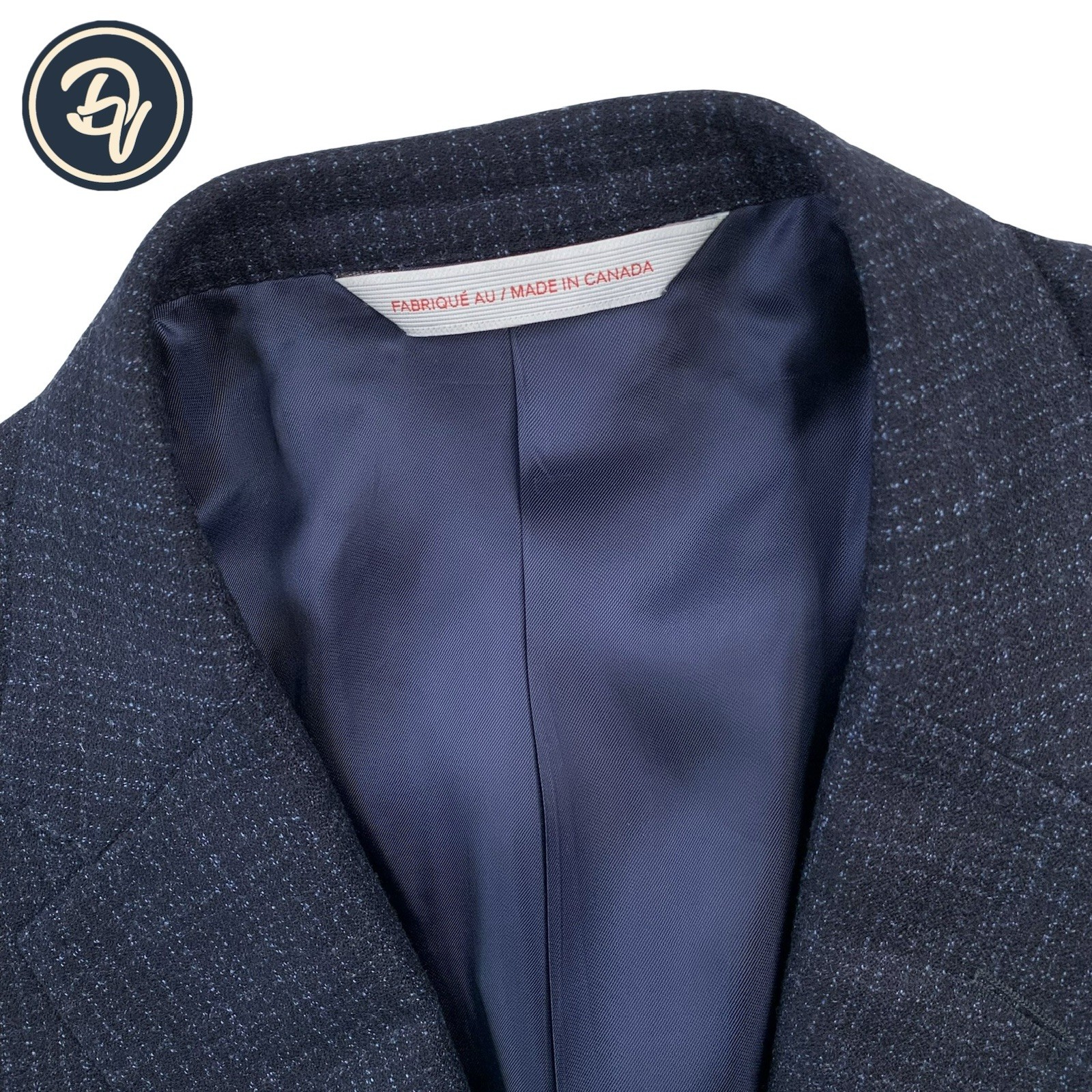 Mens 42 R Samuelsohn 1929 Navy Blue Speckled Flannel Knit Patch Pocket Blazer