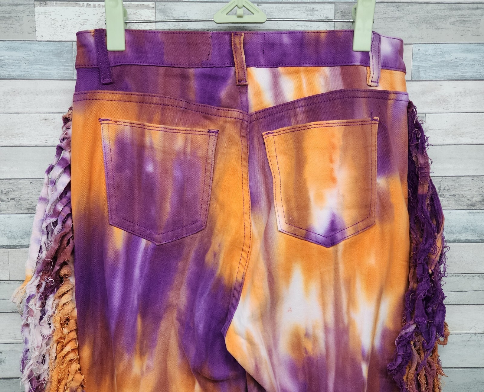 Purple Candy Jeans Womens Large High Rise Distressed Fringe Jeans Festival