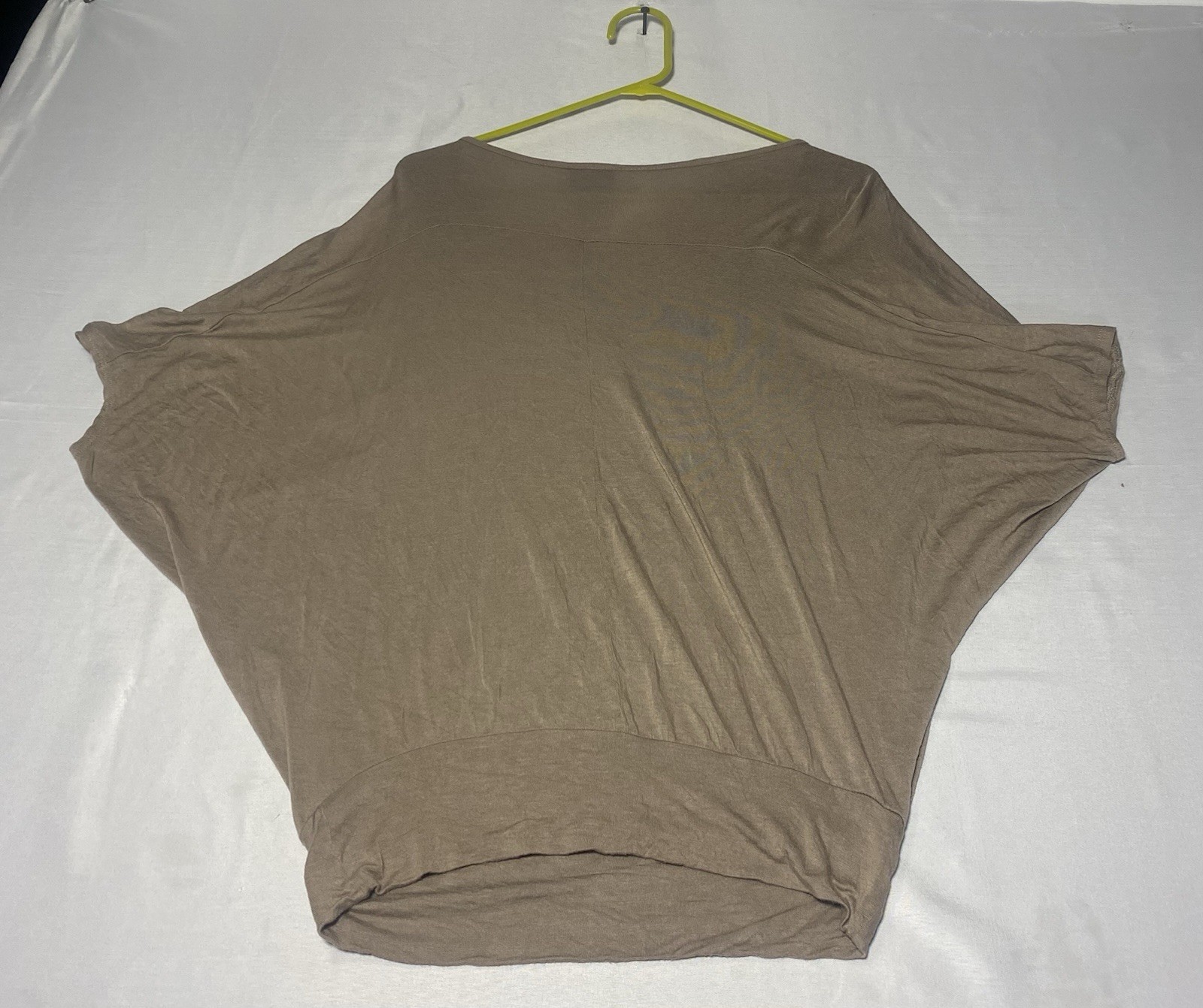 Rue21 Womens Small Beaded Dolman Batwing Top Taupe Boho Rayon Stretch