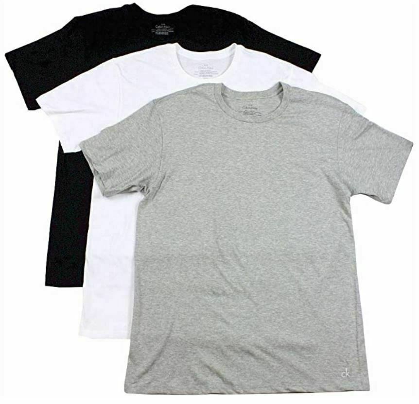 3 Calvin Klein Cotton White Black Gray Crew Neck Basic T Shirts Undershirt M