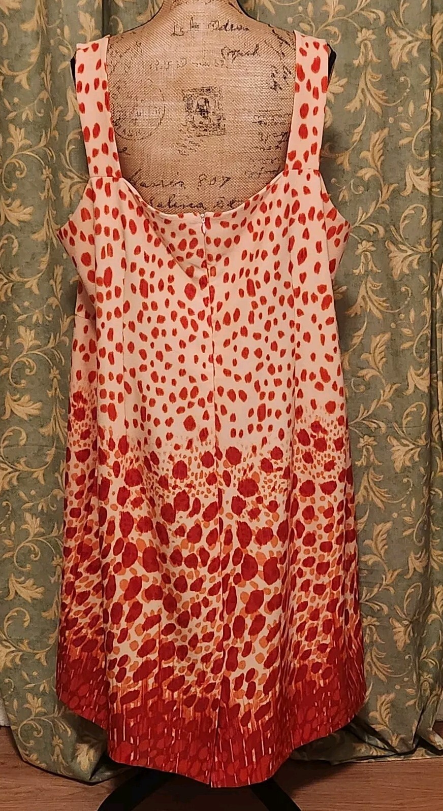 Maya Brooke Women’s 24W Coral Red Sleeveless Ombre Spotted Sheath Dress