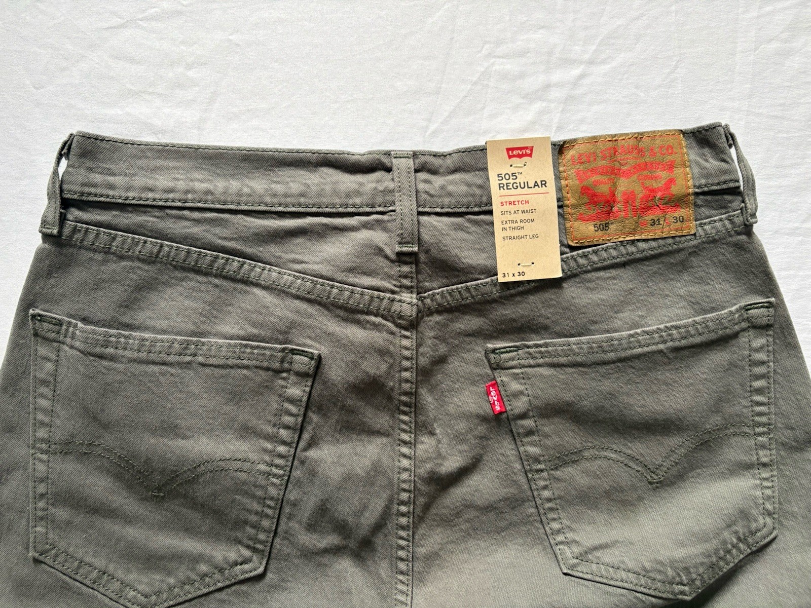 Levi’s 505 Series Regular Fit Stretch Gray Denim Jeans Straight Classic Men’s