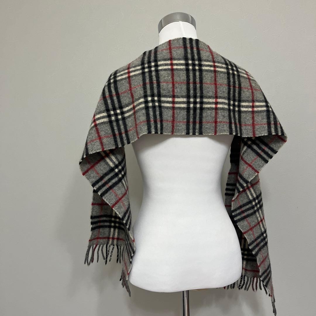 Vintage Burberry Wool Scarf Nova Check Gray 138x22cm/54.33×8.66in japan