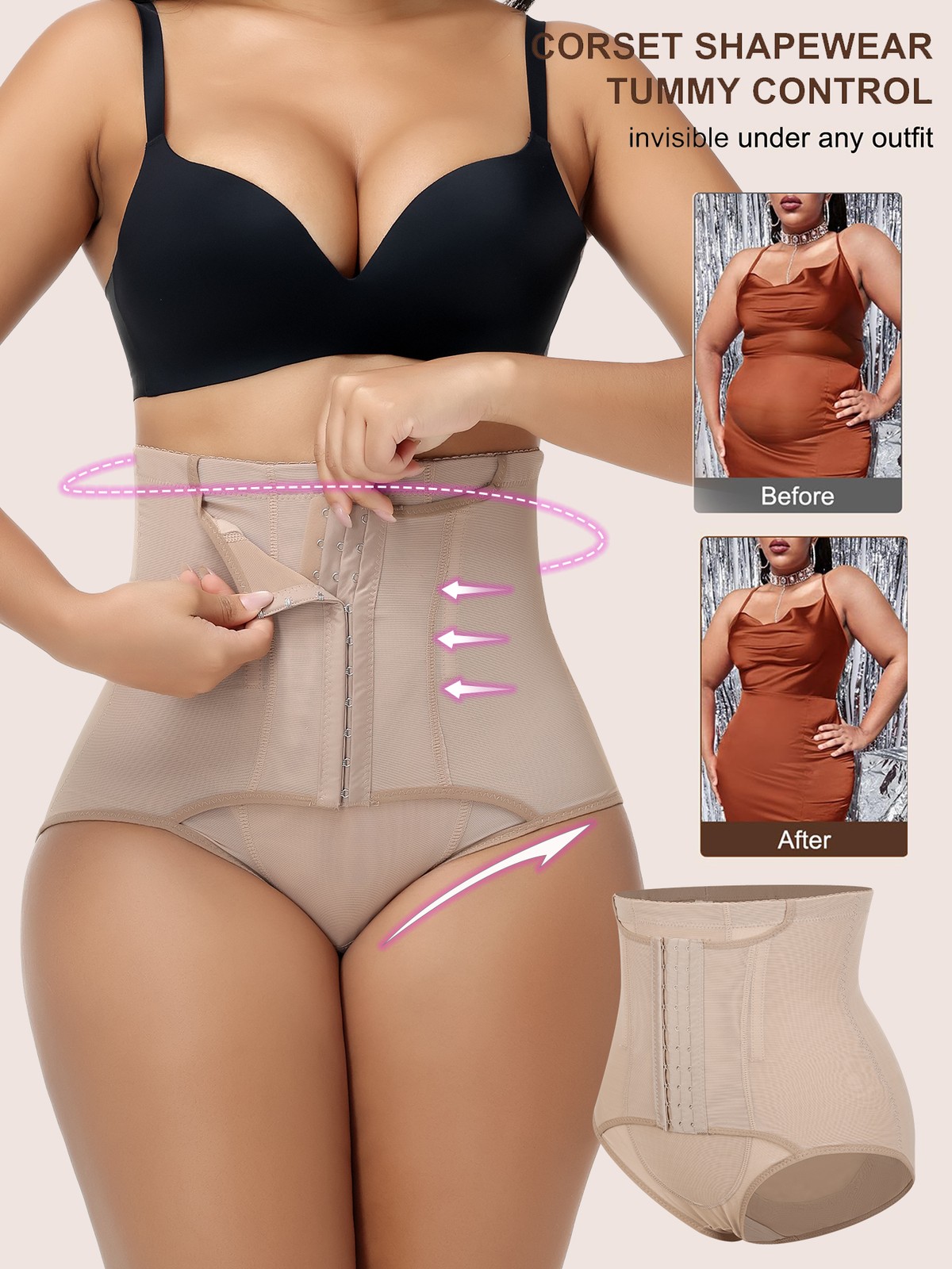 Women High Waisted Butt Lifter Shapewear Panty Girdle Tummy Control Body Shaper