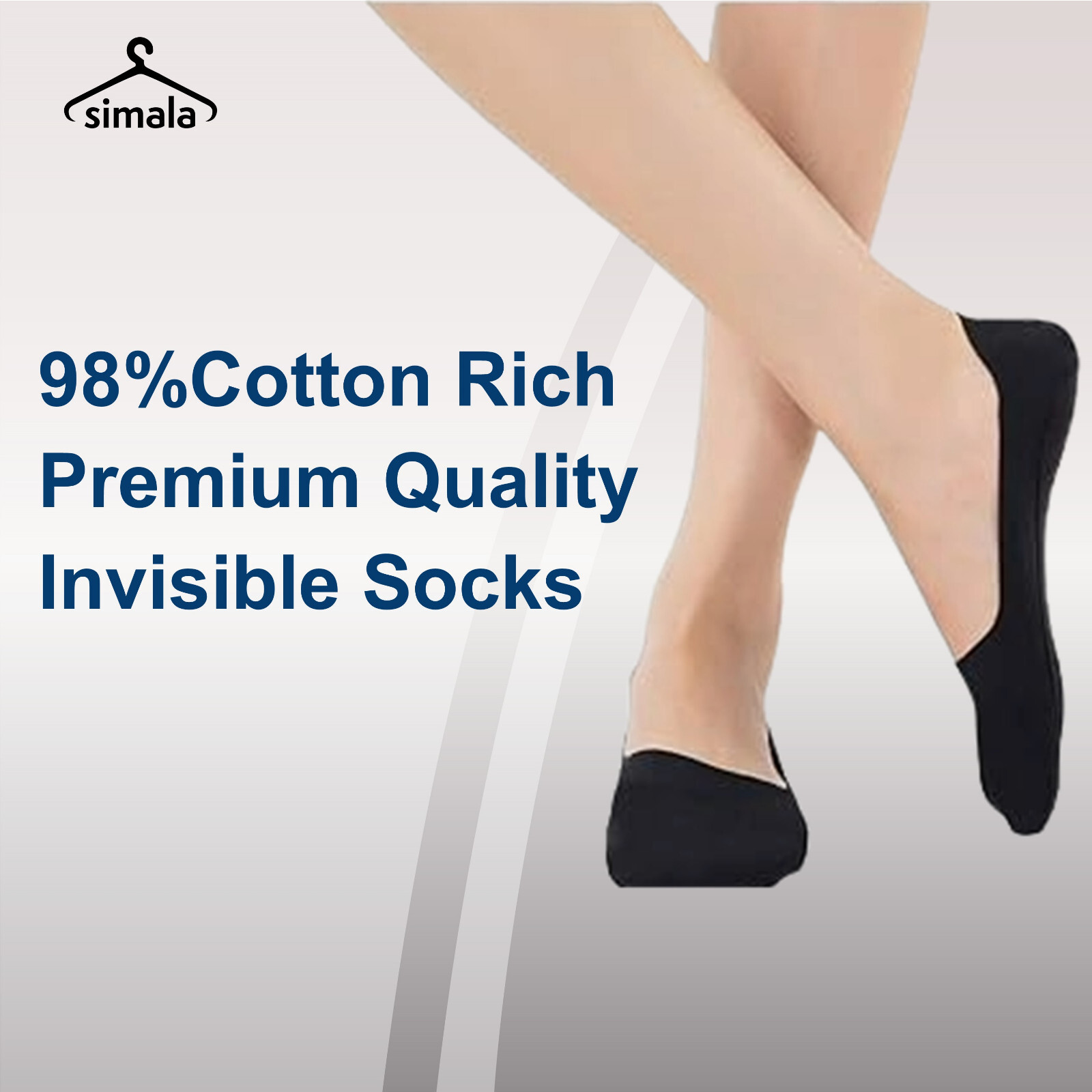 Invisible Trainer Socks For Women 98% Cotton Size 4-7 No Show Liner Socks