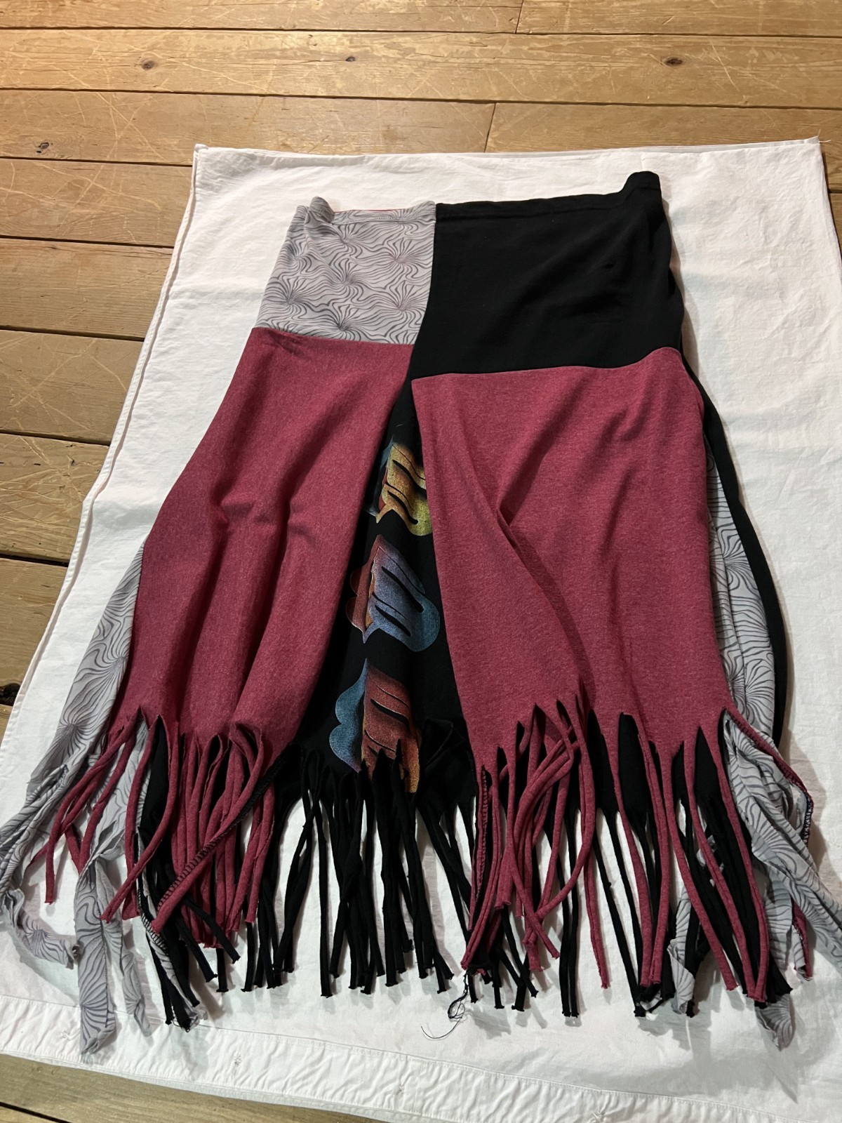 Handmade Skirt From 2003 Rolling Stone T-shirt Twist Waist Fringed Free Size REG