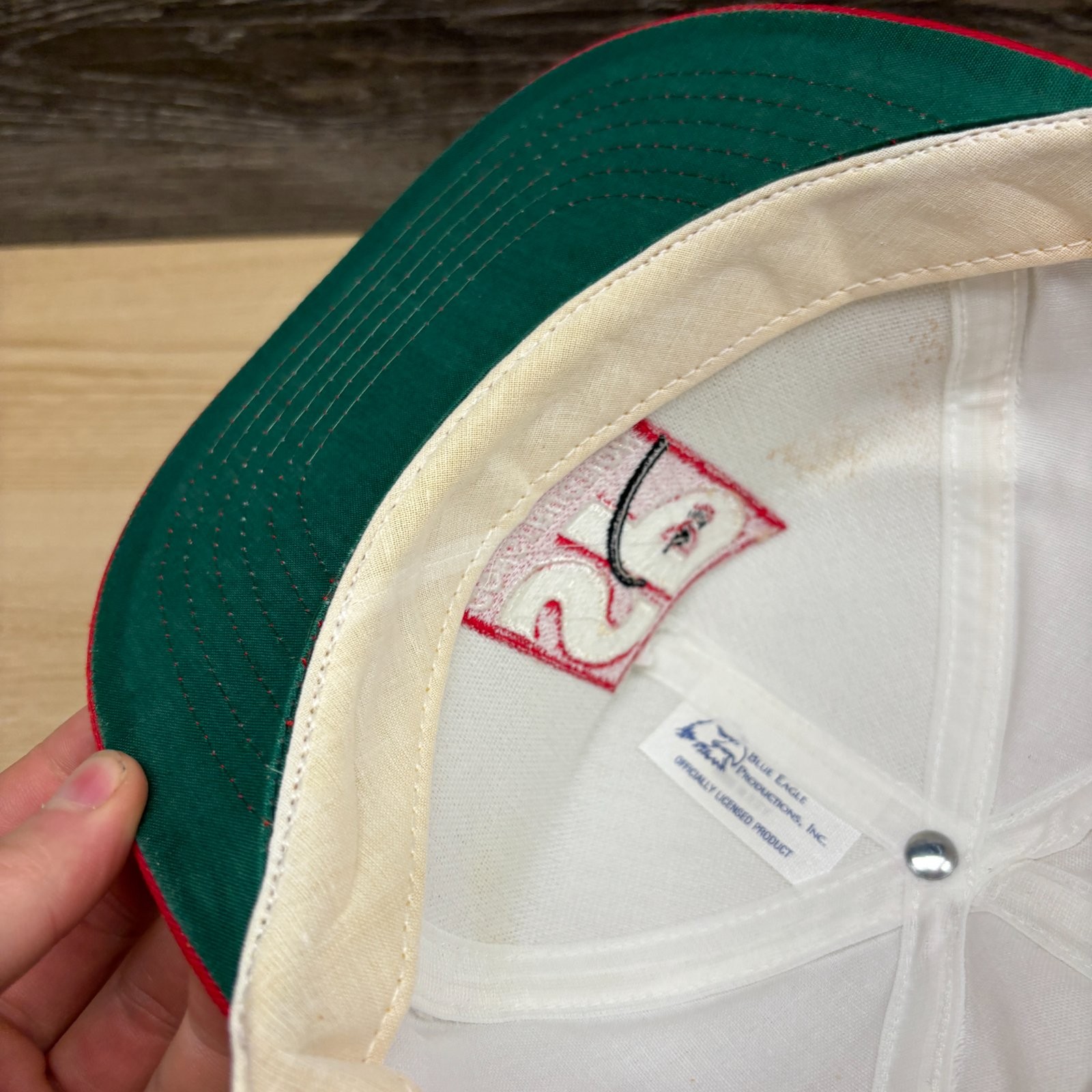Vintage SP Construction Services Hat Cap Snap Back White Red Logo Promo VTG 90s
