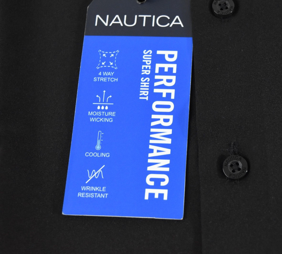 Nautica Men’s Dress Shirt New S 14 -14.5 32/33 Black Button Up Stretch Slim Fit
