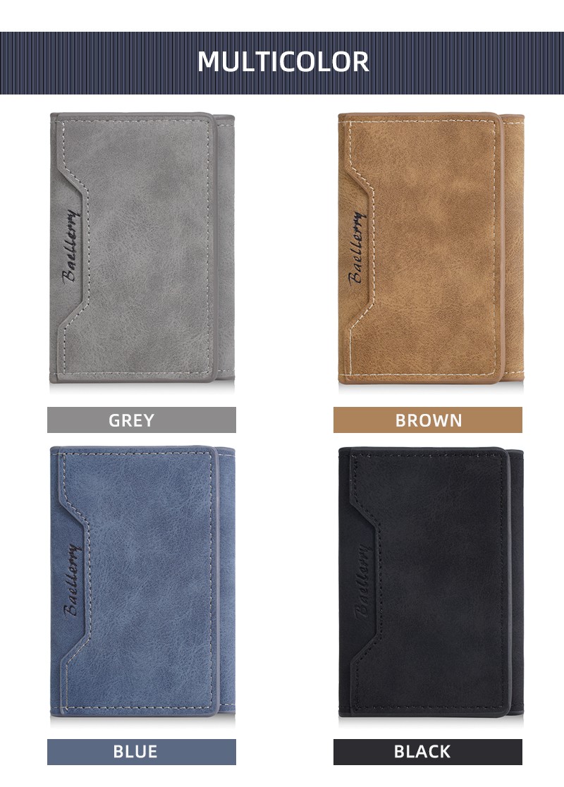 Men Slim Wallet Trifold PU Leather Front Pocket Credit Card Holder Handbag Purse