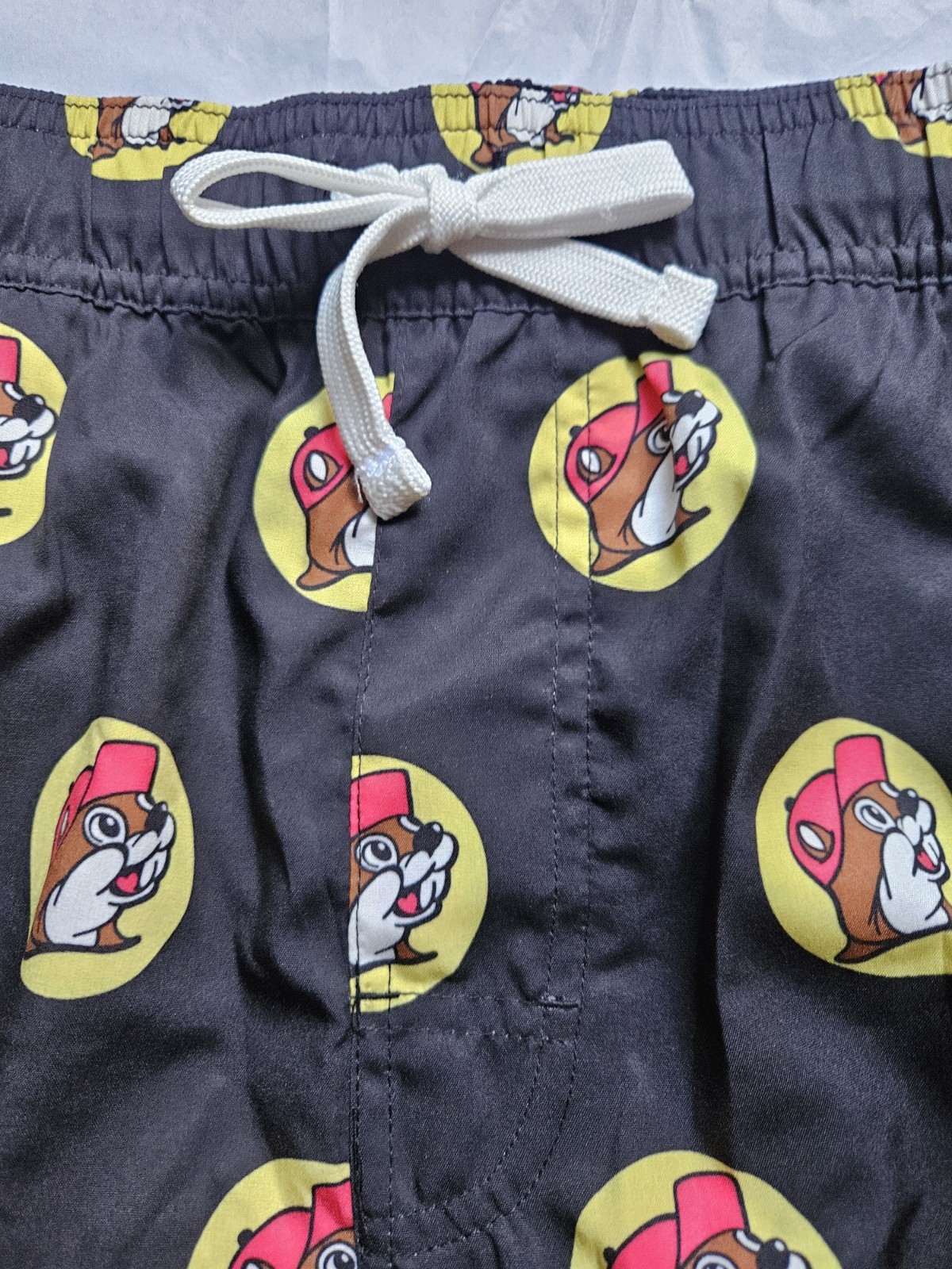 SIZE XL-XTRA LARGE Buc-ees Swim Black Trunks Shorts Mens Beaver Print Drawstring