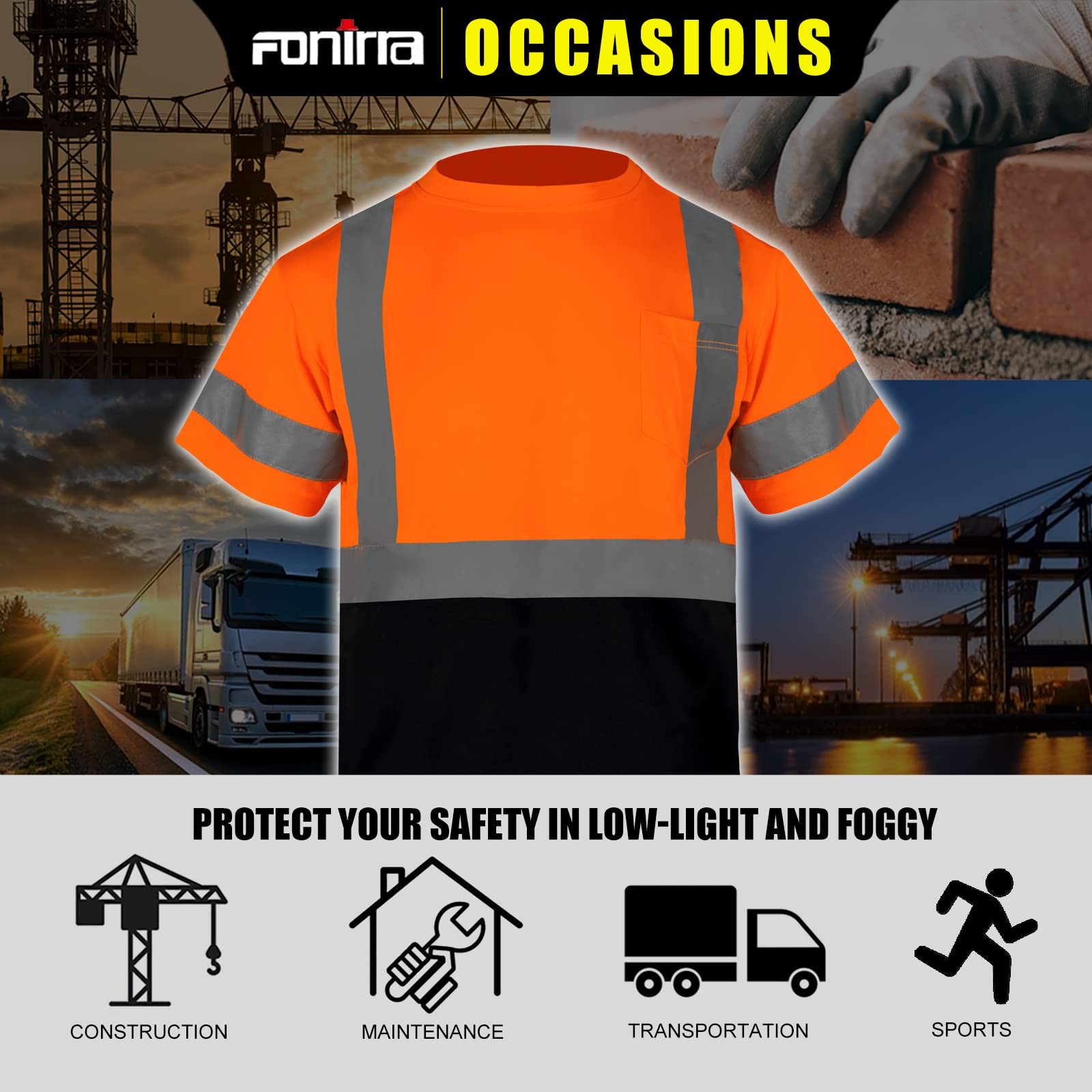 3 Pack Safety Reflective High Visibility Shirt for Men ANSI Class 3 Hi Vis Co…