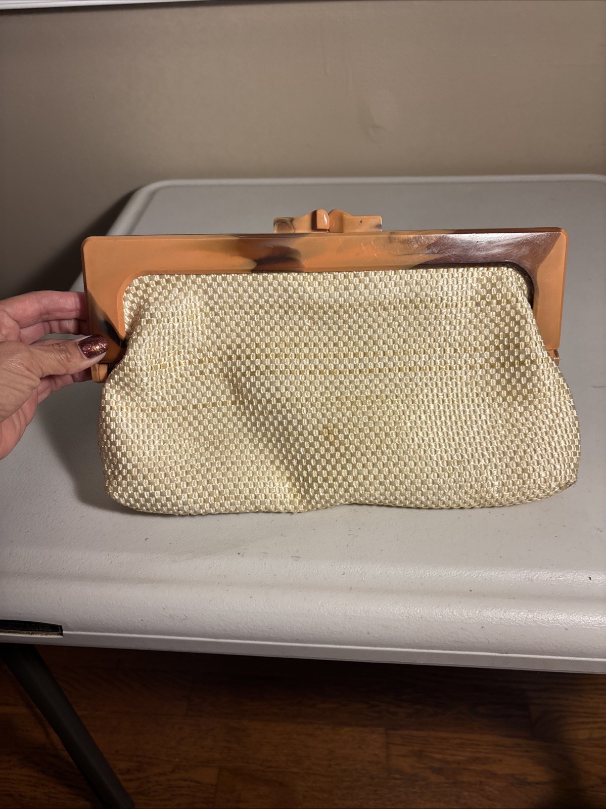 Classy vintage woven clutch 11.4” Made In Hong Kong